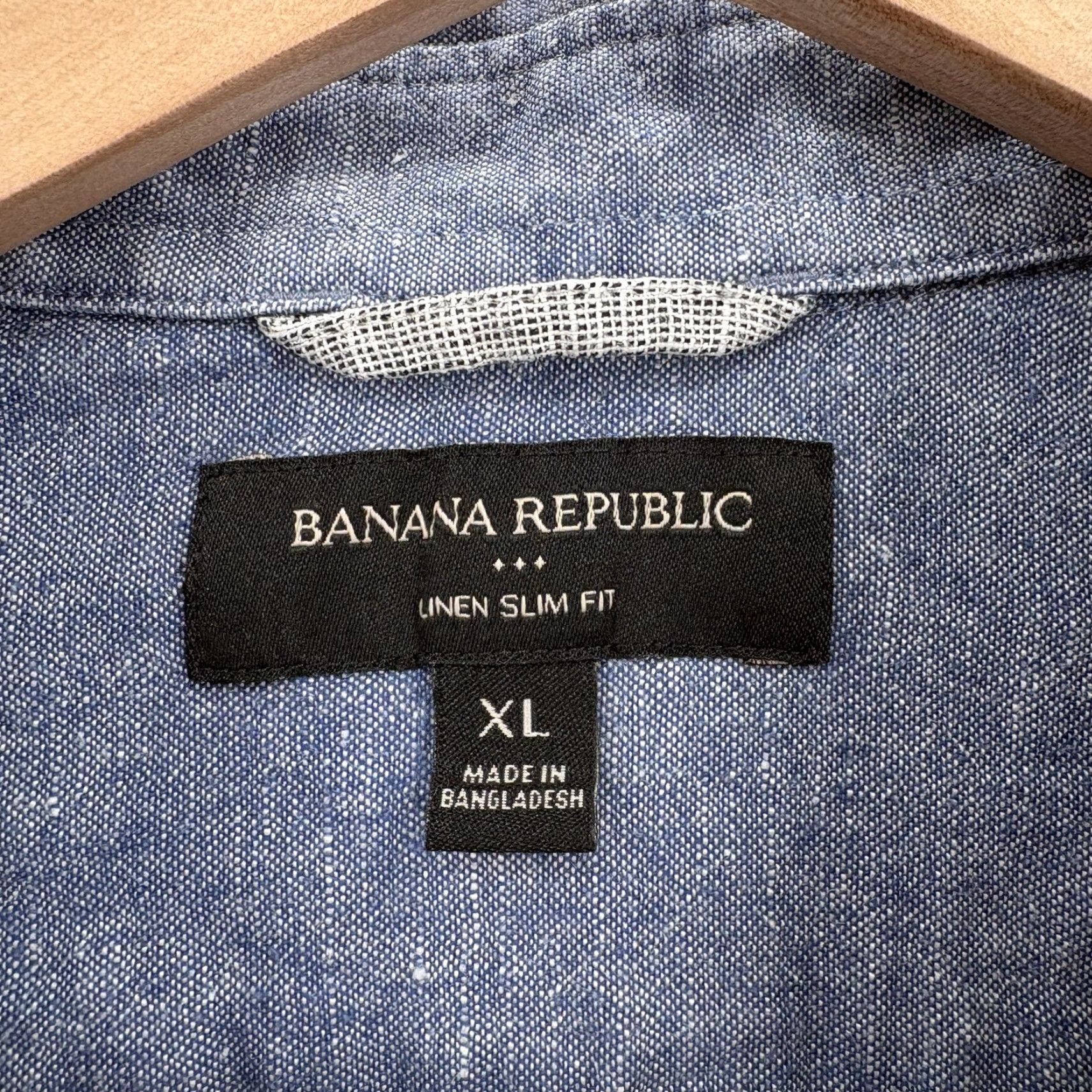 Banana Republic Banana Republic Shirt Mens XL Blue Linen Chambray Slim Button Front Long Sleeve Size US XL / EU 56 / 4 - 4 Thumbnail