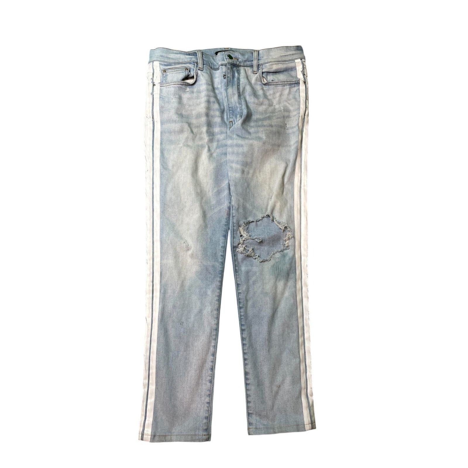 Amiri Amiri Thrasher White Stripe Light Wash Jeans Size US 34 / EU 50 - 1 Thumbnail