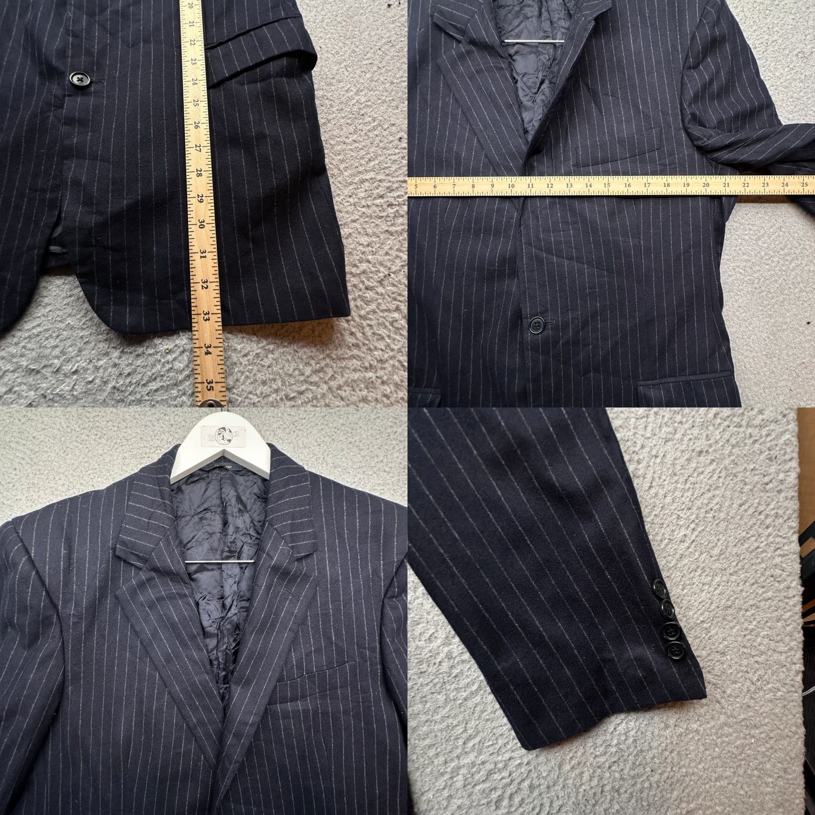 Brooks Brothers Brooks Brothers Pinstripe Wool Suit Jacket Mens 42 Long Navy Blue Italy Wool Jacket Coat Suit hình? Size 42R - 8 Thumbnail