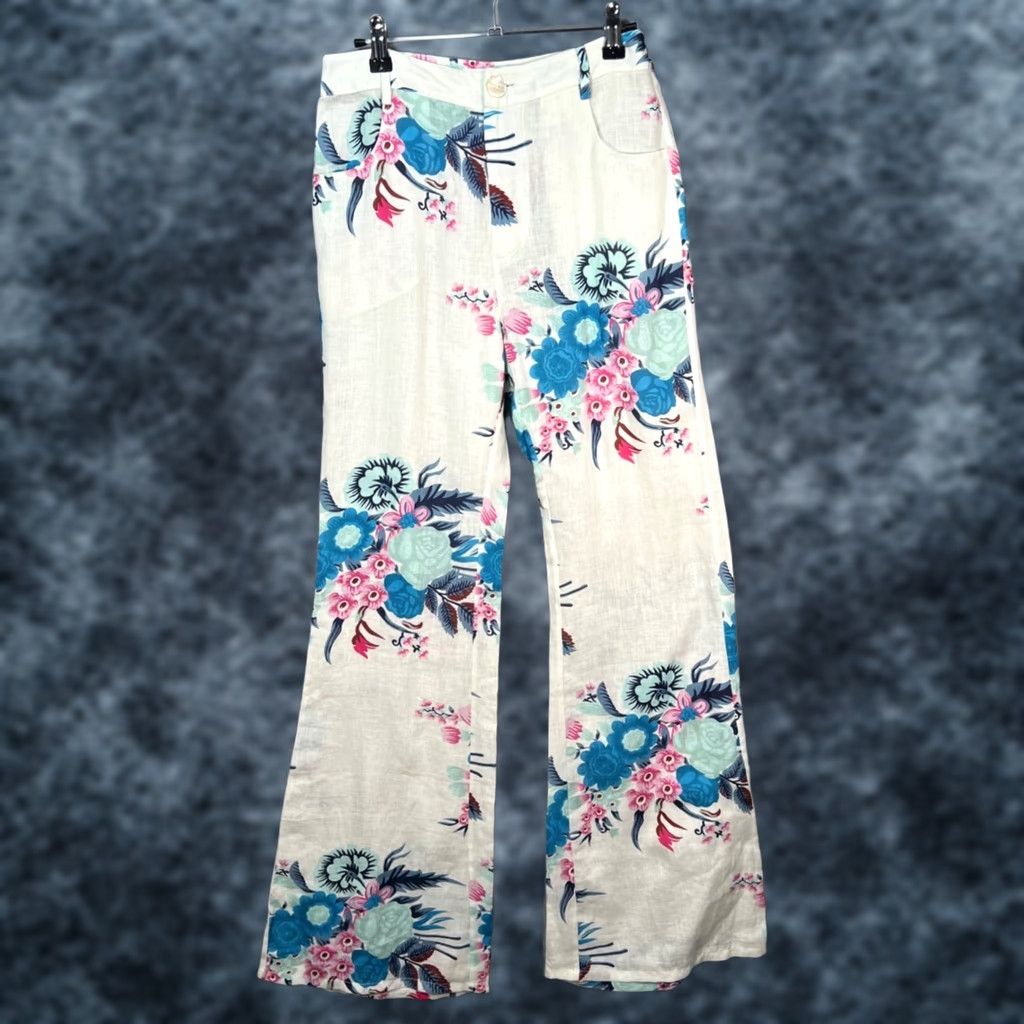 Alix Of Bohemia Alix Of Bohemia Womens Floral Linen Wide-Leg Pants Pants Wide-Leg Linen Floral Bohemian 28 in White Spring Summer Womens Size 28" / US 6 / IT 42 - 1 Thumbnail