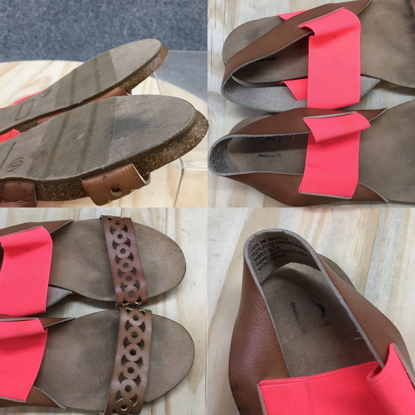 Pinko Slingback Strappy Sandals Womens 9 M Lara Flats Brown Pink Faux Leather Open Toe Size US 9 / IT 39 - 9 Thumbnail
