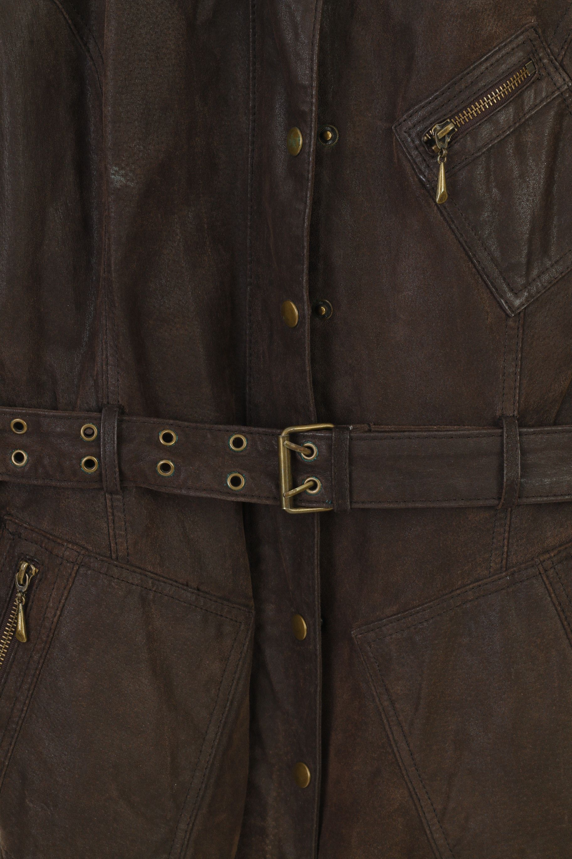 C&A × Vintage C&A Woman 46 (S) Leather Jacket Brown Full Zipper 2202 Size S / US 4 / IT 40 - 4 Thumbnail