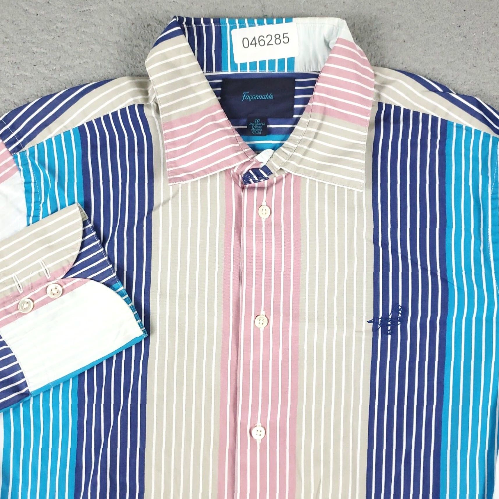 Faconnable VINTAGE Faconnable Women's Shirt Size 10 Beige & Red Striped Button-Up Long Sleeve Business Casual Preppy Size L / US 10 / IT 46 - 2 Thumbnail