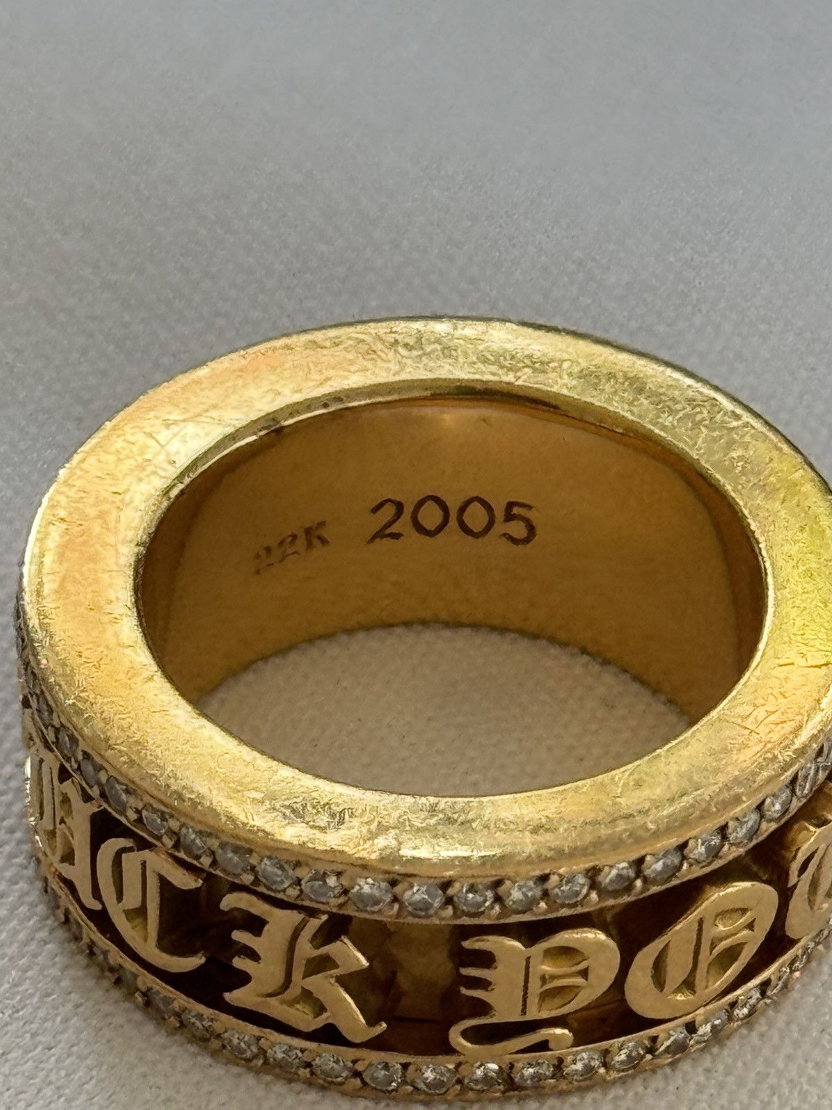 Chrome Hearts 1/1 SPINNING MECHANISM 22K GOLD DIAMOND F*** You RING Size ONE SIZE - 11 Thumbnail
