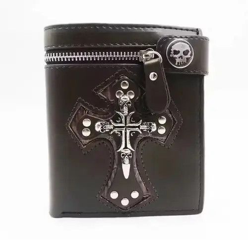 Other Brown Color PU Leather Punk Gothic Skull Cross Size ONE SIZE - 3 Thumbnail