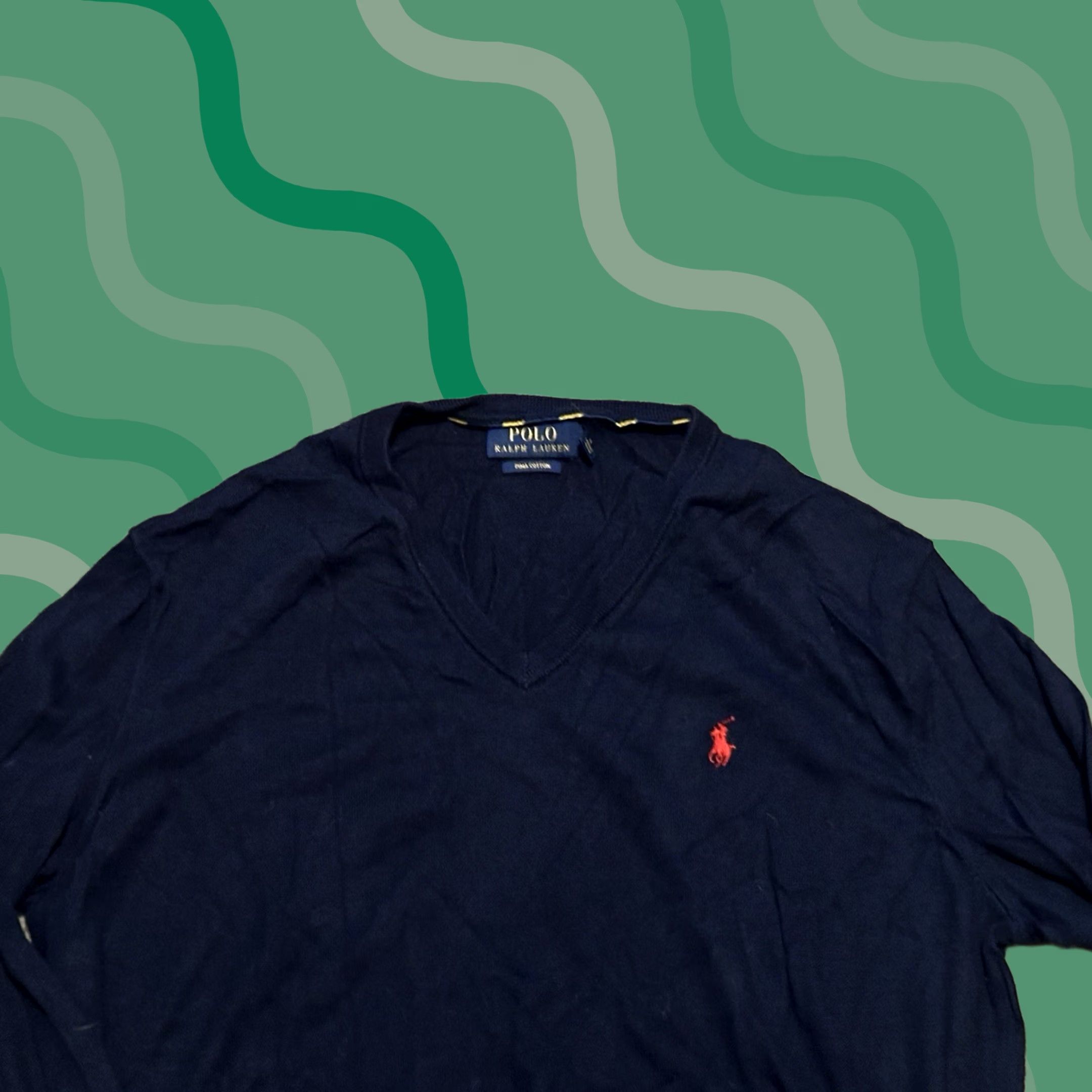 Polo Ralph Lauren Original Title: Polo Ralph Lauren Sweatshirt Mens Large Pullover V Neck Pima Cotton Pony Blue Size US L / EU 52-54 / 3 - 1 Thumbnail
