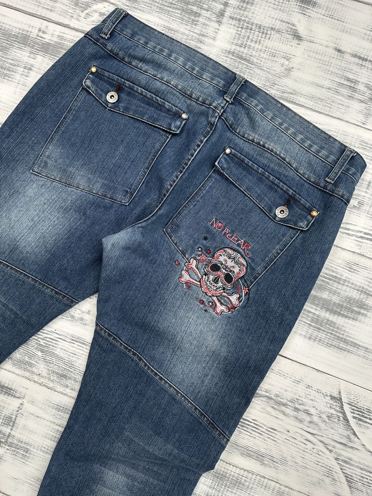 No Fear Rare NO FEAR Skull Embroidered Baggy Jeans Pants size 38 Size US 38 / EU 54 - 12 Thumbnail
