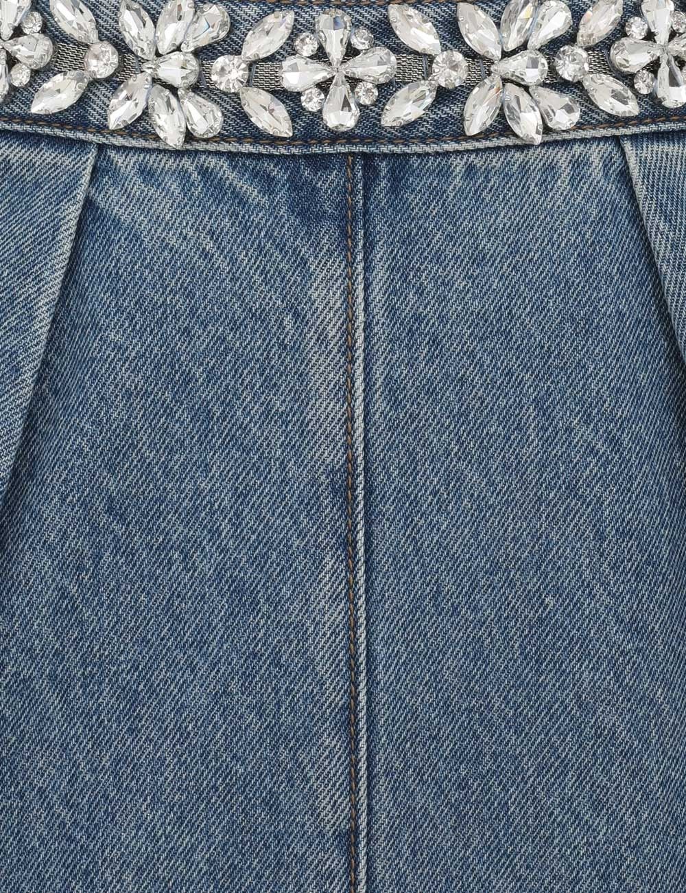 Zimmermann oc11z1025 Crush Embellished Denim Skirt in Blue Size 32" / US 10 / IT 46 - 6 Thumbnail