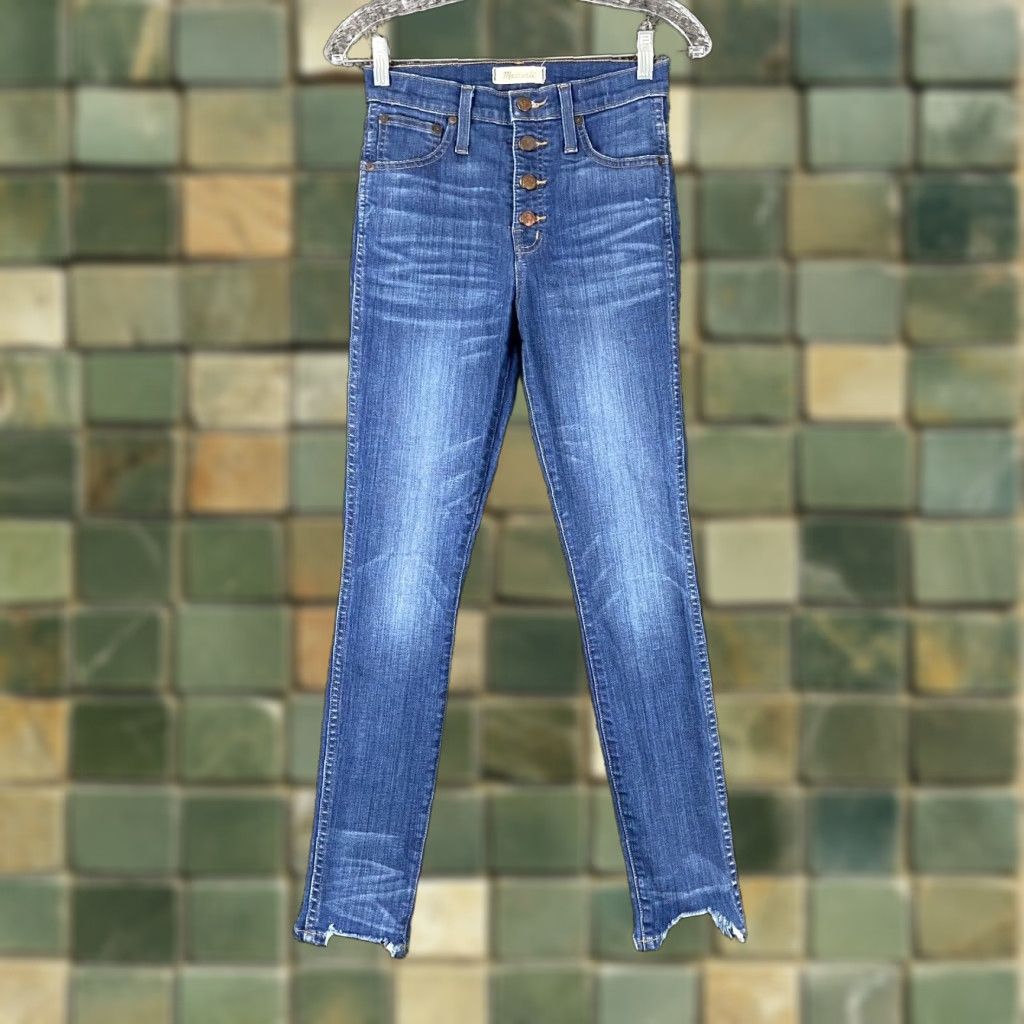 Madewell Madewell 10” High Riser Skinny Skinny Women’s 24 Blue Jeans Distressed Size 42" / US 20 - 1 Thumbnail