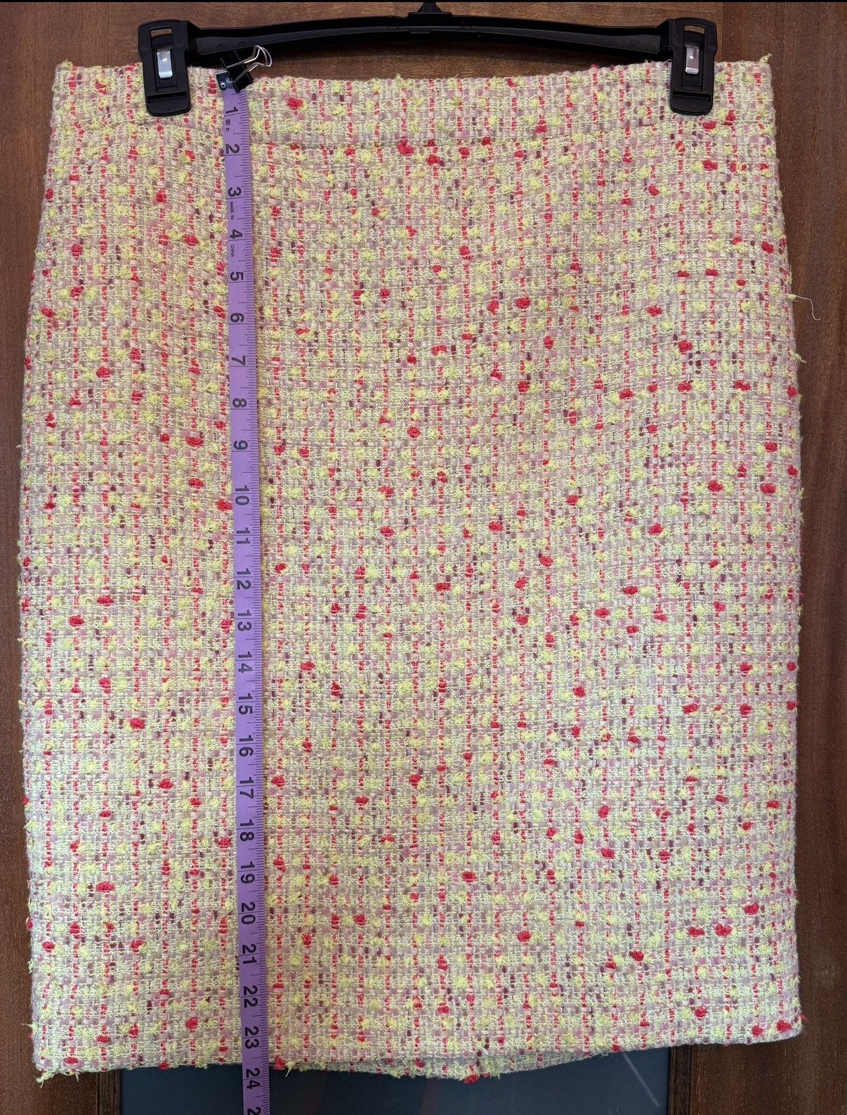 J.Crew J.Crew Women Yellow Pink Tweed Neon Print No. 2 Pencil Skirt Size 34" / US 12 / IT 48 - 7 Thumbnail