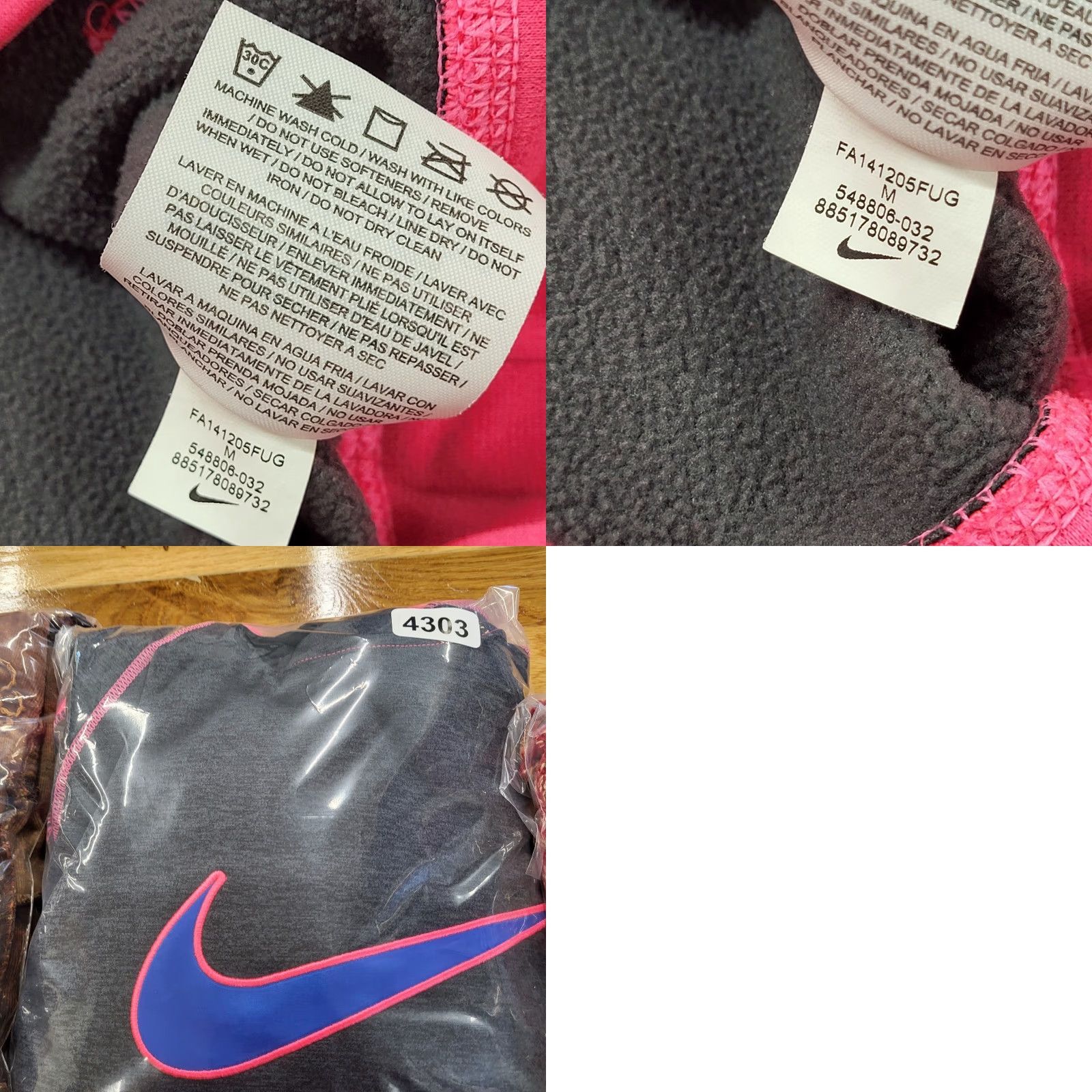 Nike Nike Hoodie Women’s Medium Grey Therma-Fit Neon Pink Long Sleeve Big Logo Size M / US 6-8 / IT 42-44 - 10 Thumbnail