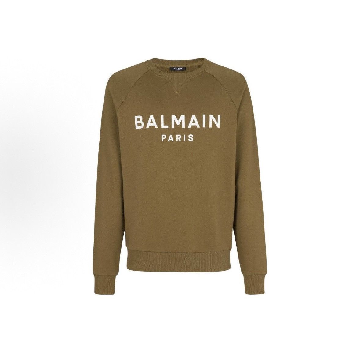 Balmain 95New Paris Logo Crew Sweatshirt - Khaki, XL Size US XL / EU 56 / 4 - 1 Thumbnail