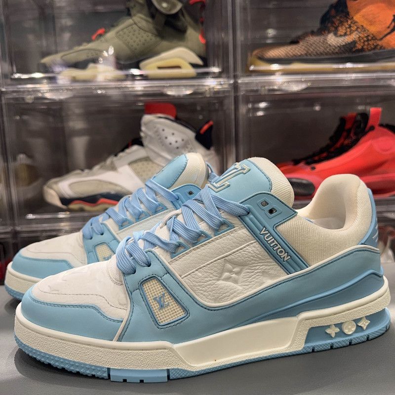 Louis Vuitton Louis Vuitton Blue and White Low-Top Sneakers 0079 Size US 9.5 / EU 42-43 - 1 Thumbnail