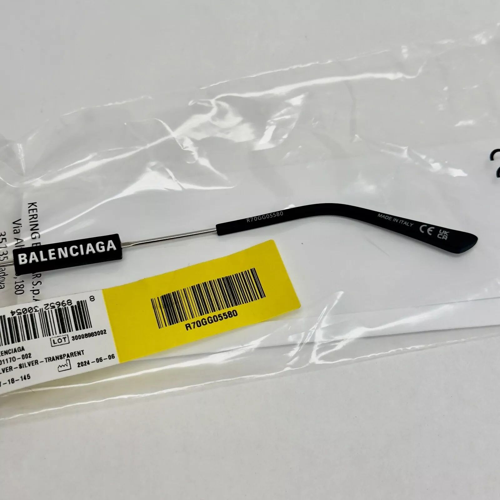 Balenciaga BALENCIAGA TAG 0117 Silver Black Unisex Eyeglass GG0117O 002 Size ONE SIZE - 7 Thumbnail