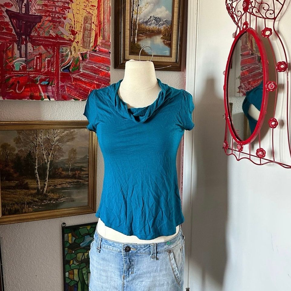 Banana Republic banana republic blue scowl neck top Size S / US 4 / IT 40 - 1 Thumbnail