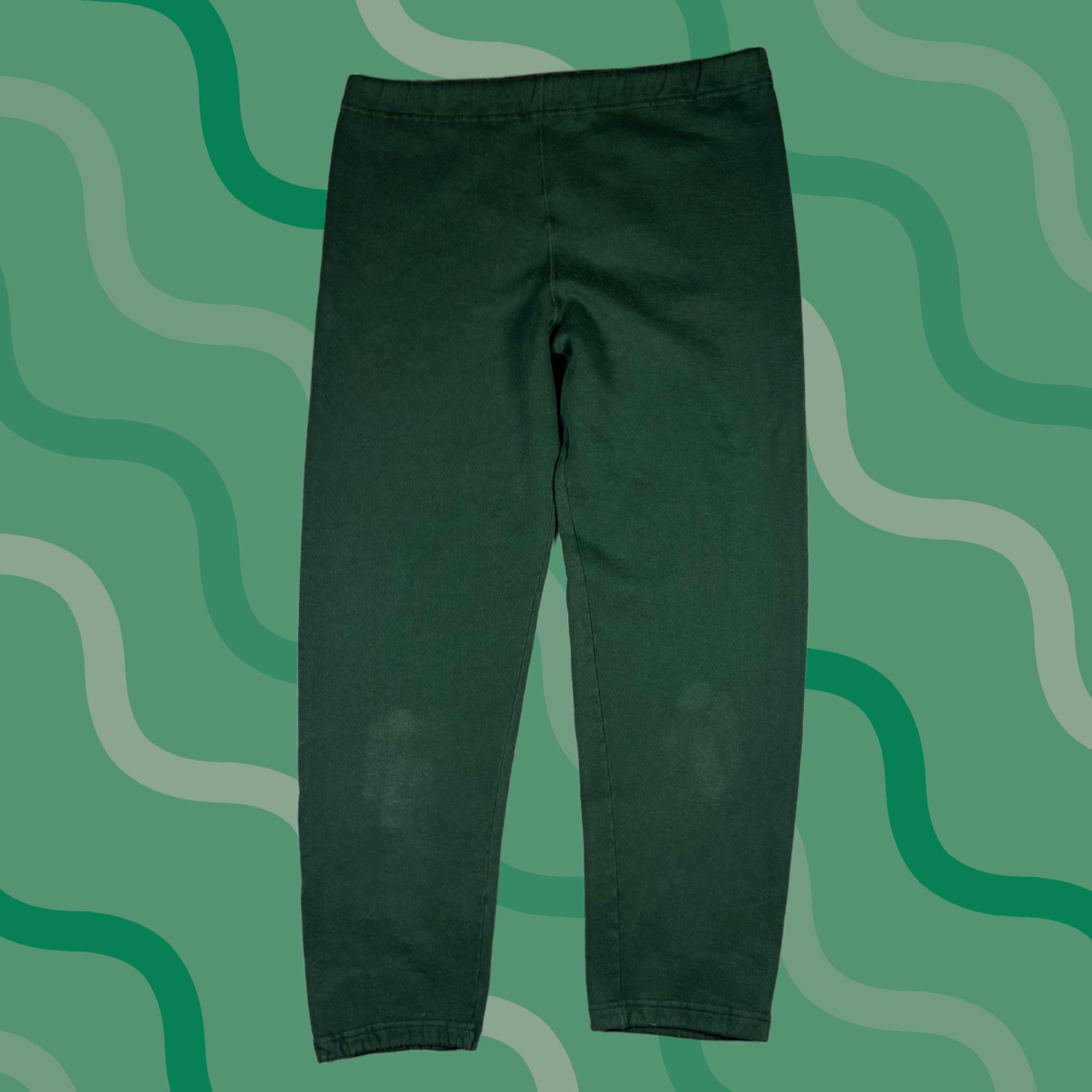 Russell Athletic VINTAGE Russell Athletic Sweatpants Mens M Green 80s 90s Straight Open Leg Elastic Waist Size US 31 - 1 Thumbnail