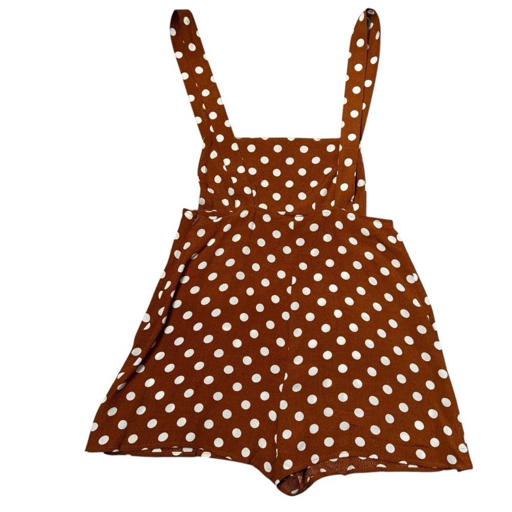 Other New Kimchi Blue Stephie Shift Brown Polka Dot Romper Size S Size 28" / US 6 / IT 42 - 4 Thumbnail