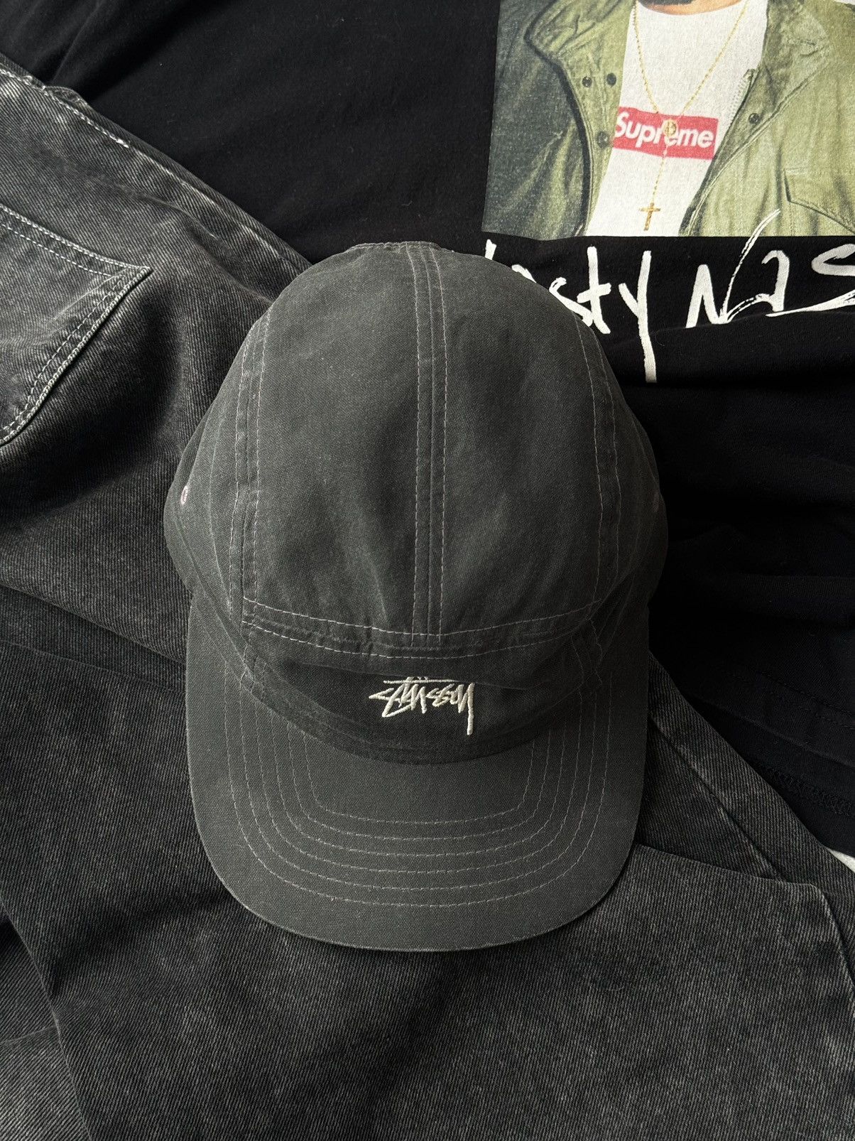 Stussy Stussy Washed Black 5 Panel Hat Cap Y2k Hype Realtree Size ONE SIZE - 3 Thumbnail