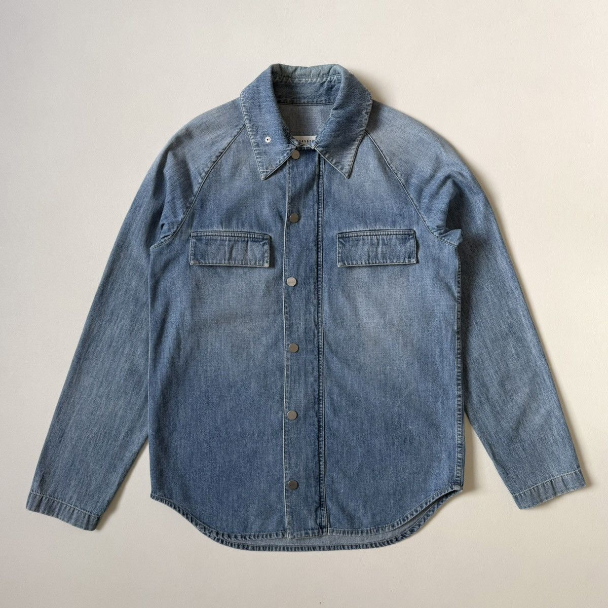 Maison Margiela S/S 19 Washed Blue Zip Denim Utility Shirt Size US M / EU 48-50 / 2 - 3 Thumbnail