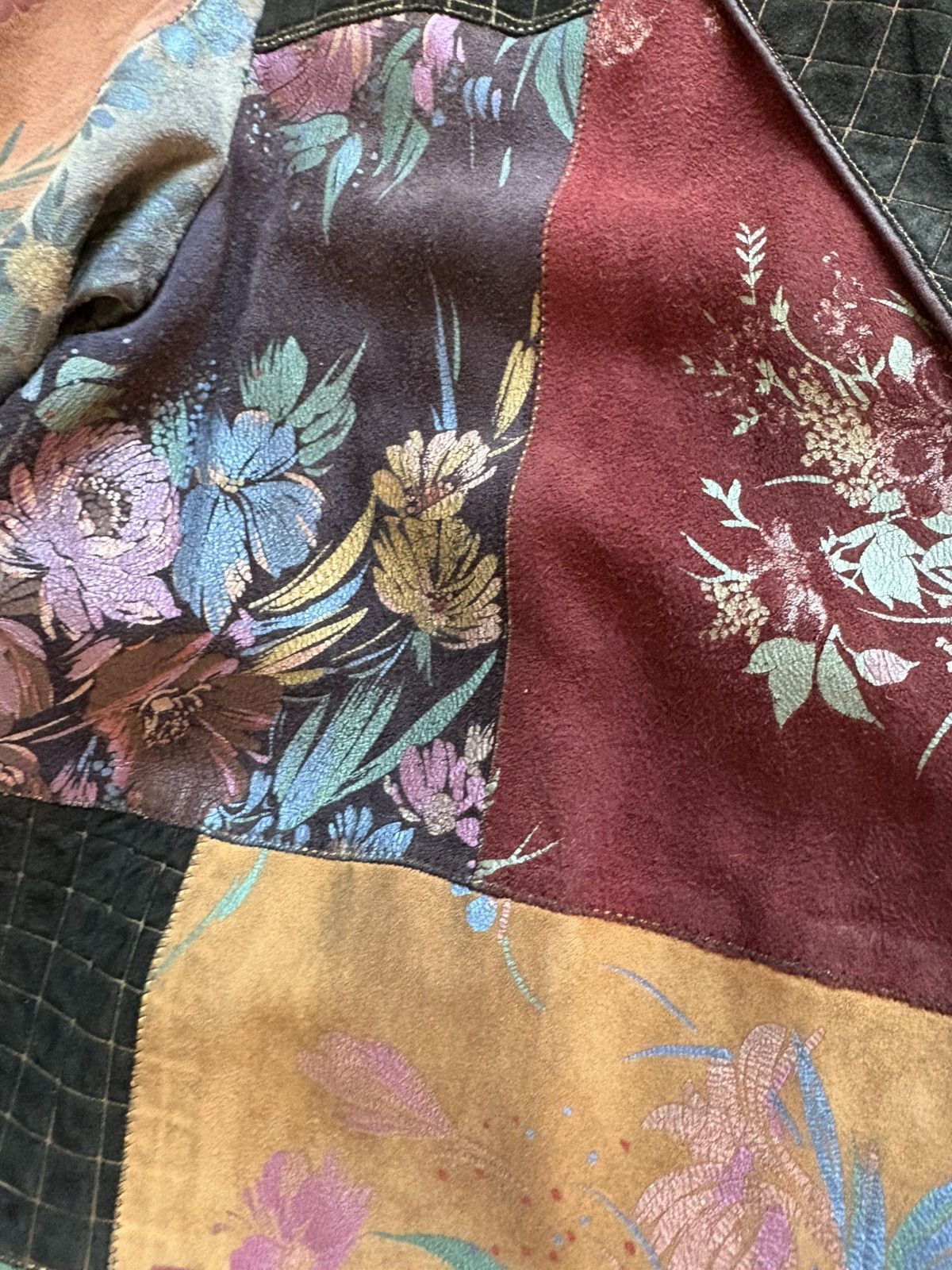Roberto Cavalli Roberto Cavalli Vintage 80s Floral Patchwork Suede Blazer M Size US M / EU 48-50 / 2 - 8 Thumbnail