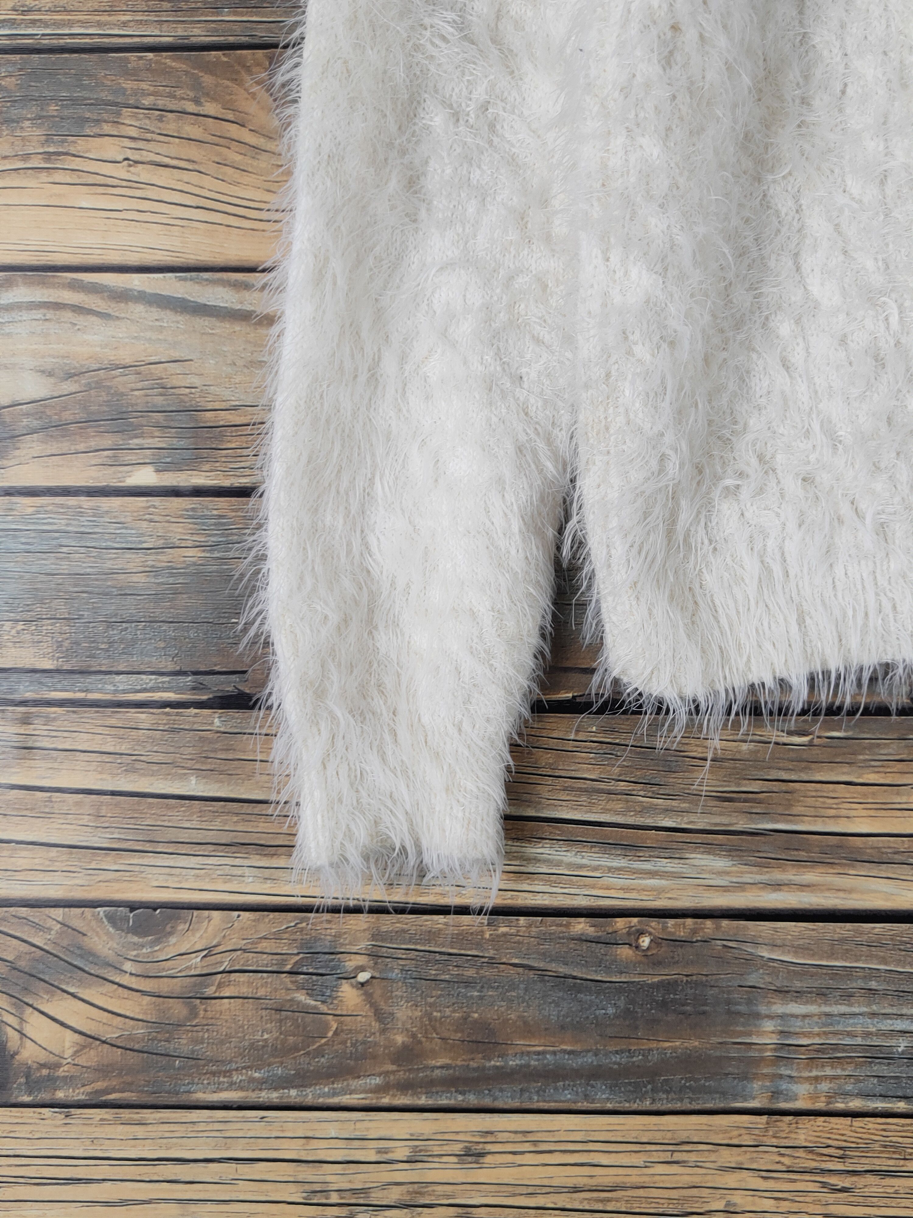 Japanese Brand Valleygirl Ivory Shag Shaggy Fur Mohair Knitwear #W1642 Size S / US 4 / IT 40 - 4 Thumbnail