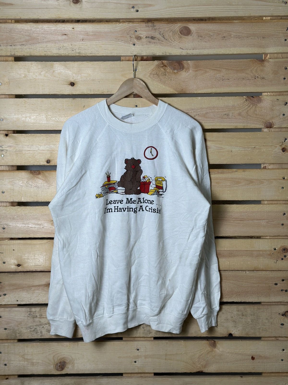 Vintage Vintage Wording Leave Me Alone With Graphic Sweatshirt Size US L / EU 52-54 / 3 - 1 Thumbnail