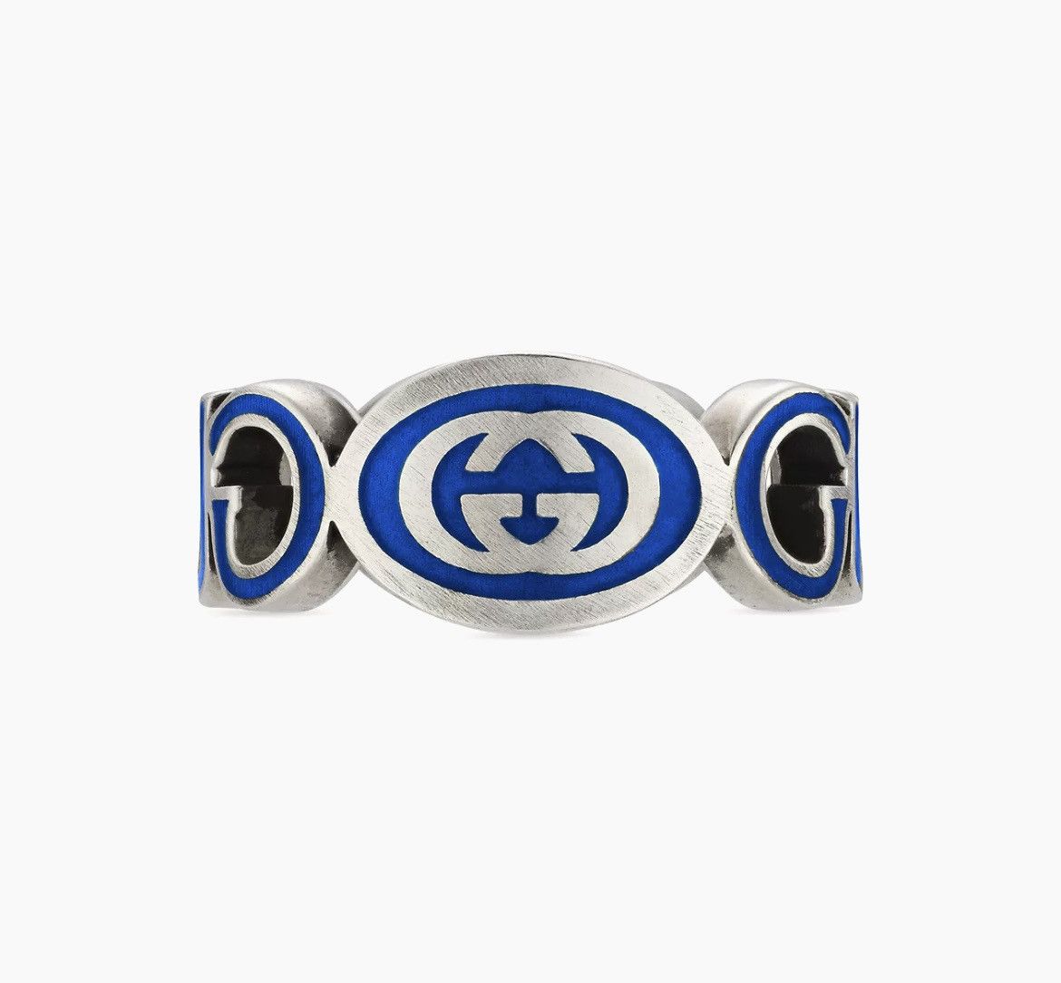 Gucci Gucci Unisex Sterling Silver Interlocking GG Logo Ring Size ONE SIZE - 2 Thumbnail