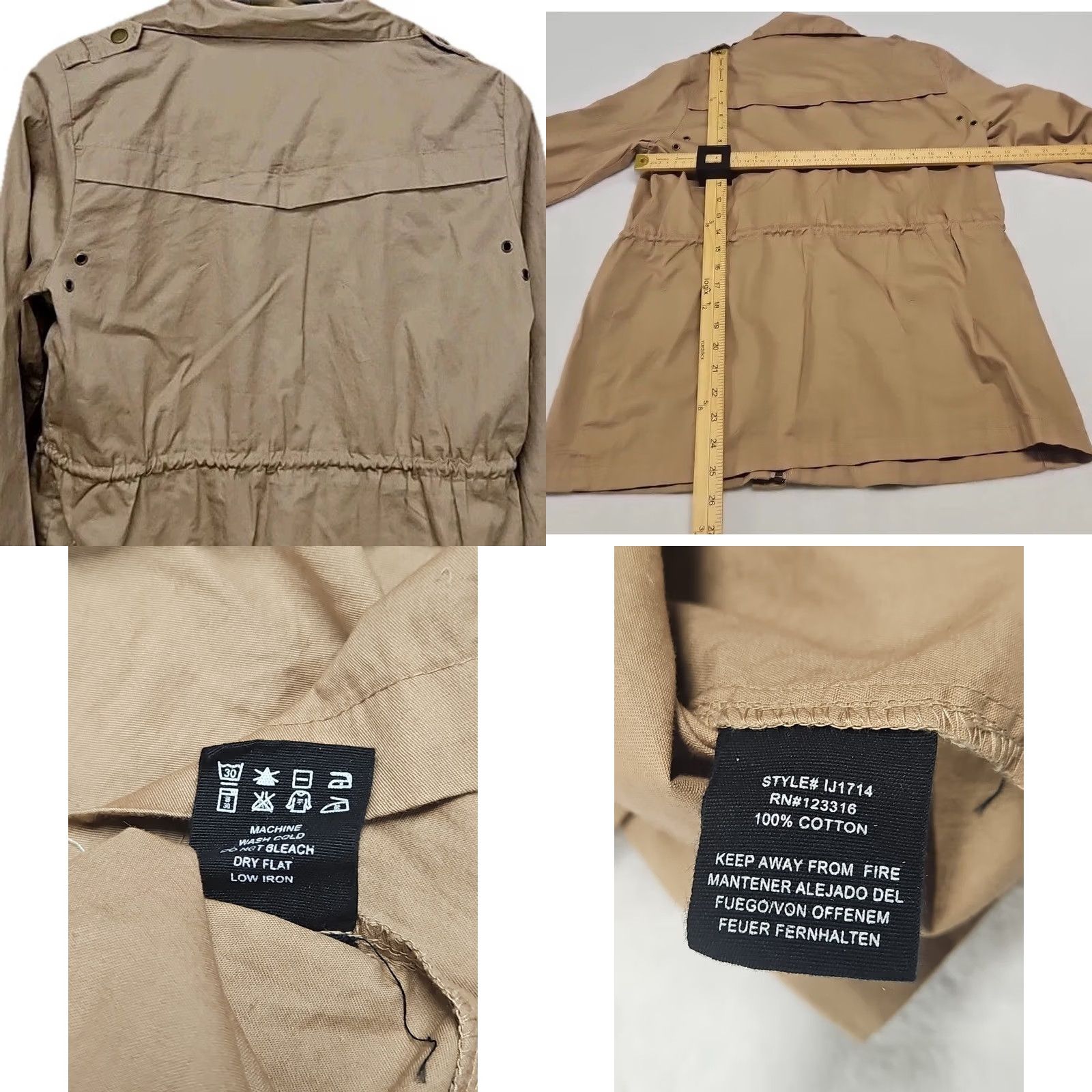 Vintage Iris Jacket Utility Military Cargo Cotton Snap Zip Khaki Small Womens Tan Safari Size S / US 4 / IT 40 - 8 Thumbnail