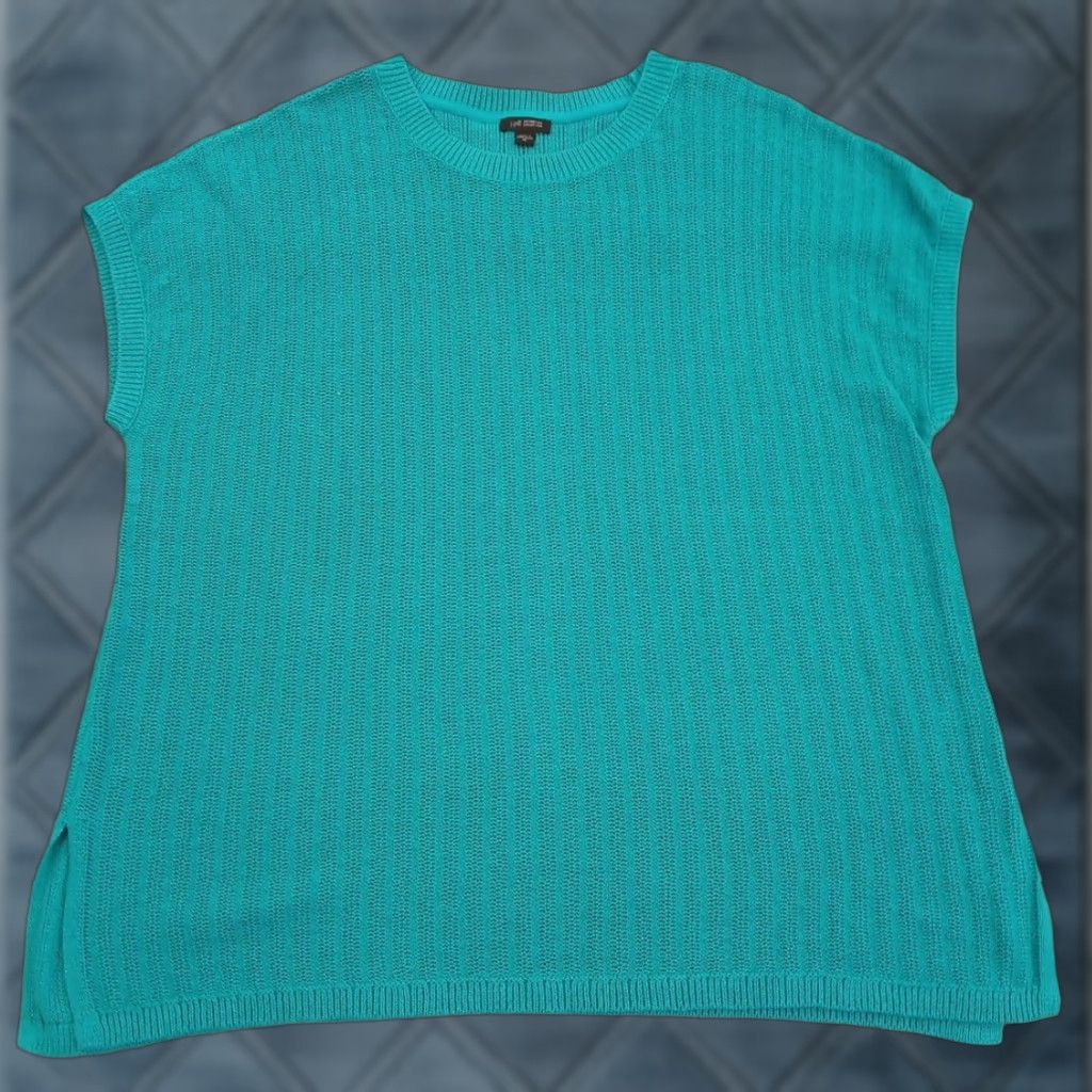 J. Jill J.Jill Wearever Sweater Womens 2X Sleeveless Blue Crew Neck Pullover Knit Cotton Nylon Size XXL / US 16-18 / IT 52-54 - 1 Thumbnail