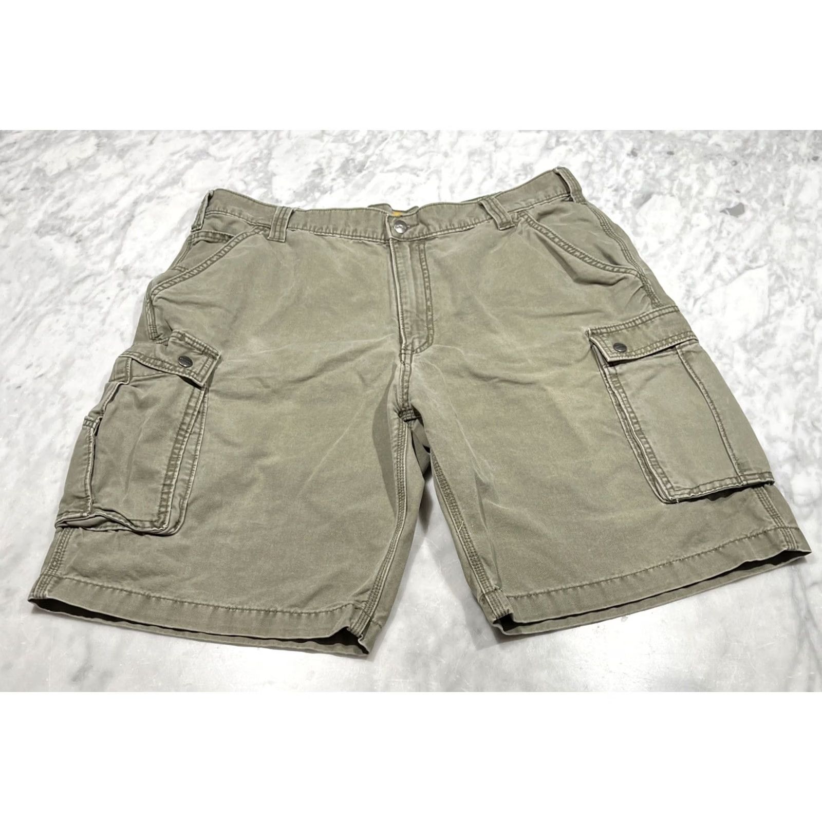 Carhartt Carhartt Mens Cargo Shorts - Green Canvas Workwear Size US 40 / EU 56 - 2 Thumbnail