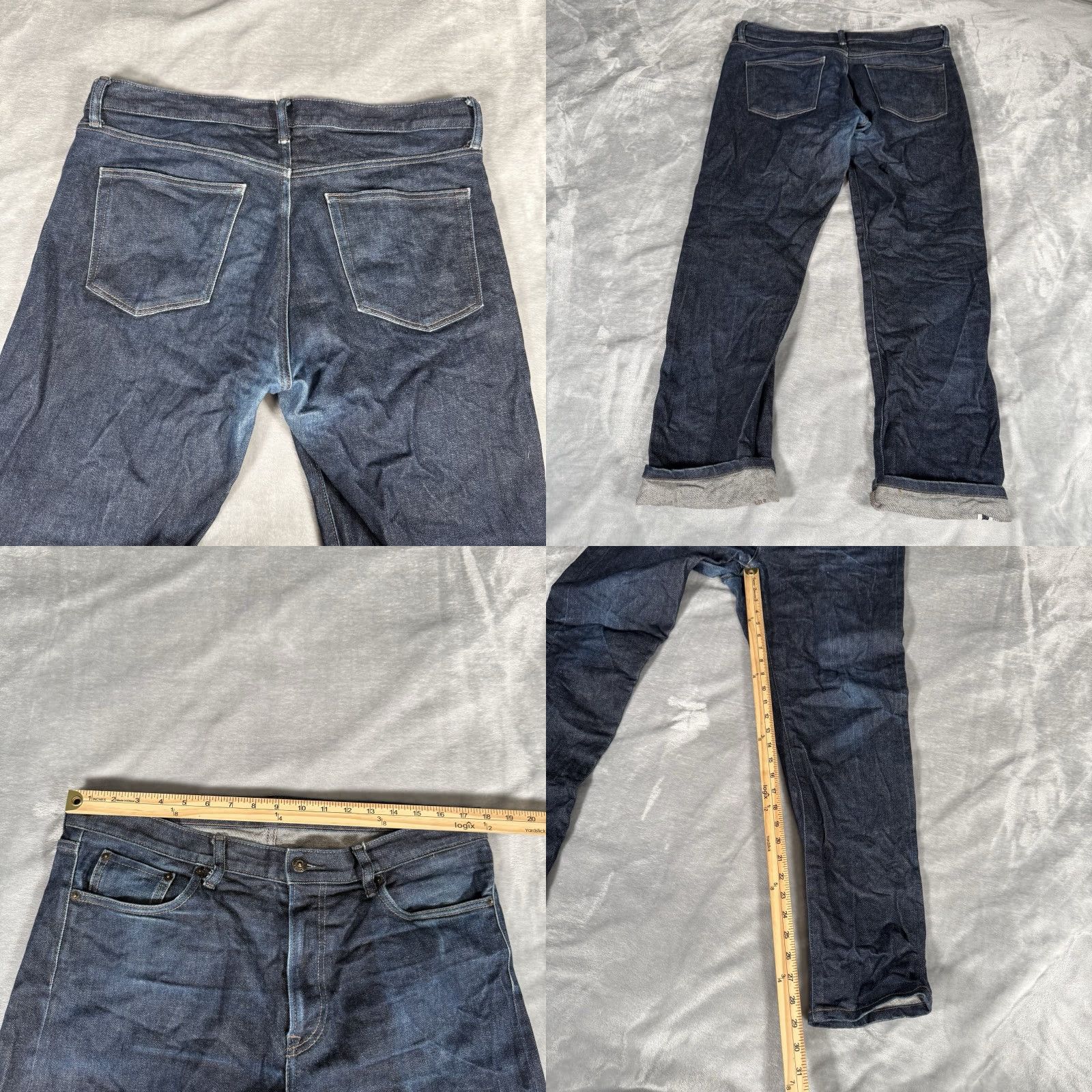 Uniqlo Uniqlo Jeans Mens 35x32 Skinny Slim Fit Faded Dark Wash Denim 5-Pocket Zip Inseam 29 Blue | Regular Fit Jeans Mens Size US 35 - 8 Thumbnail