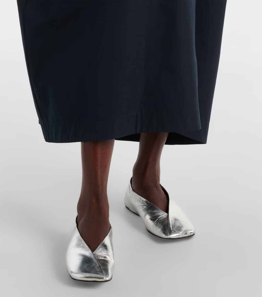 Jil Sander o1loc1c0426 Metallic Leather Ballet Flats in Silver Size US 8 / IT 38 - 5 Thumbnail