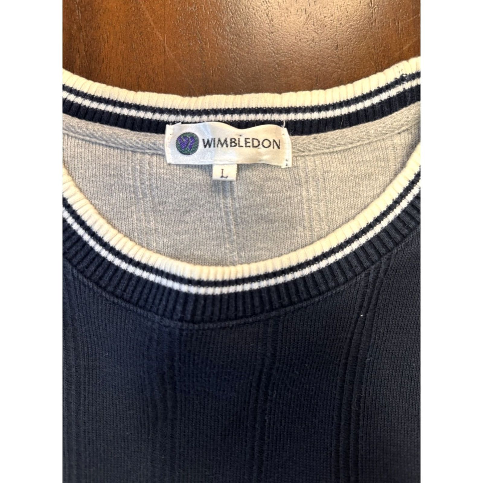 Vintage Wimbledon Sweater Cable-Knit Zip Pocket Navy Blue L Mens/Unisex Adults Crew Neck Pullover Tennis Long Description Size US L / EU 52-54 / 3 - 5 Thumbnail
