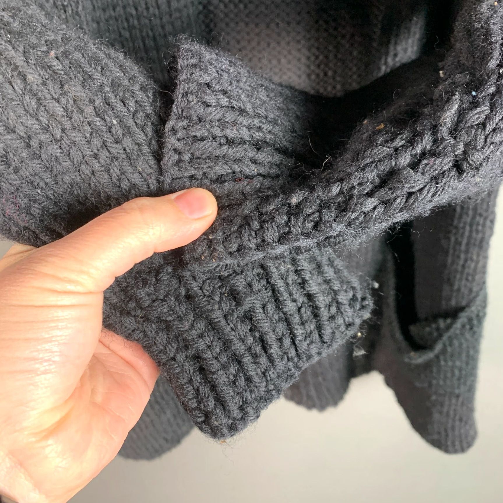 Vintage VINTAGE Handmade Black Chunky Flyaway Cardigan Large XL Regular Adult Womens? Size L / US 10 / IT 46 - 2 Thumbnail