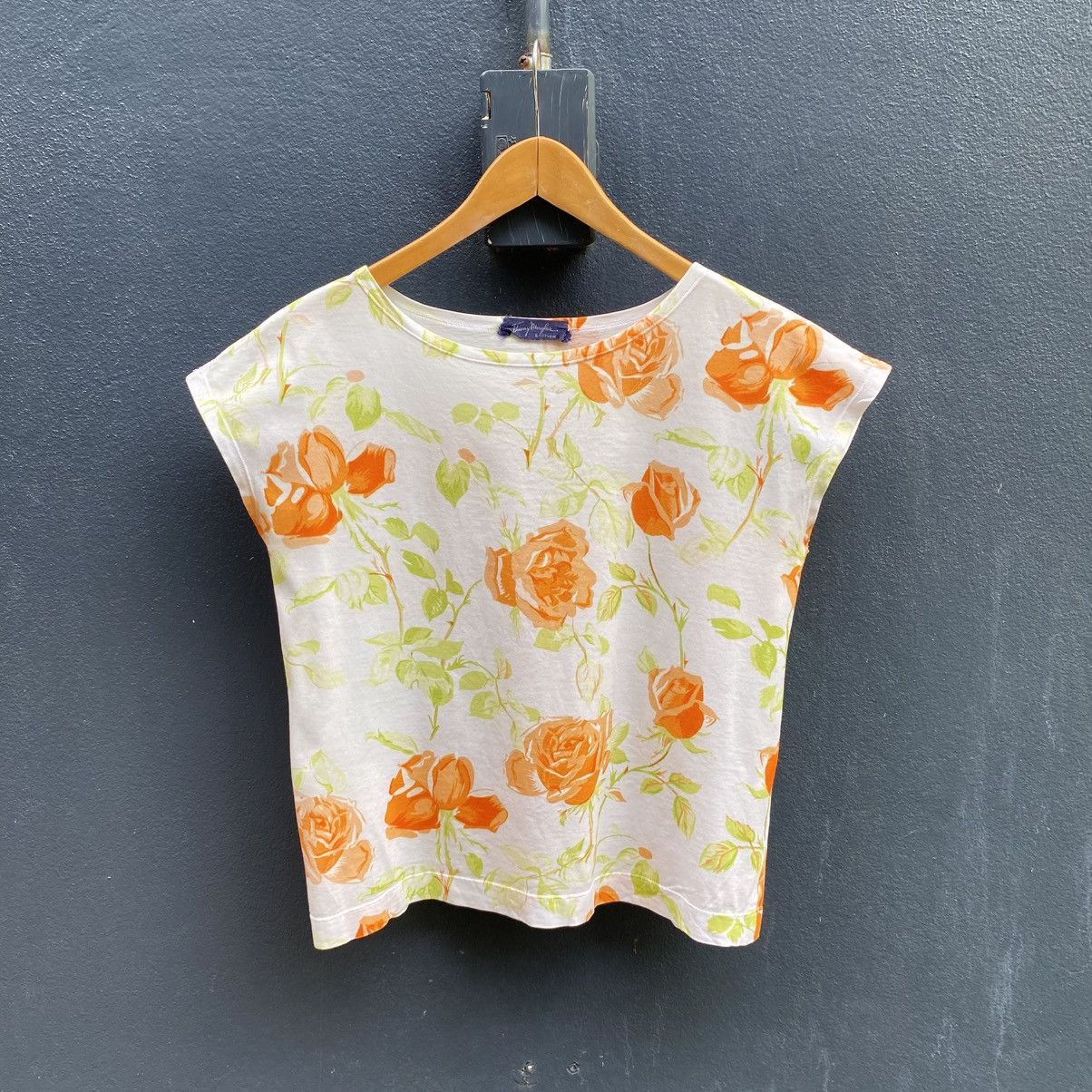 Thierry Mugler Thierry Mugler White Floral Cap Sleeve Blouse Size S / US 4 / IT 40 - 1 Thumbnail