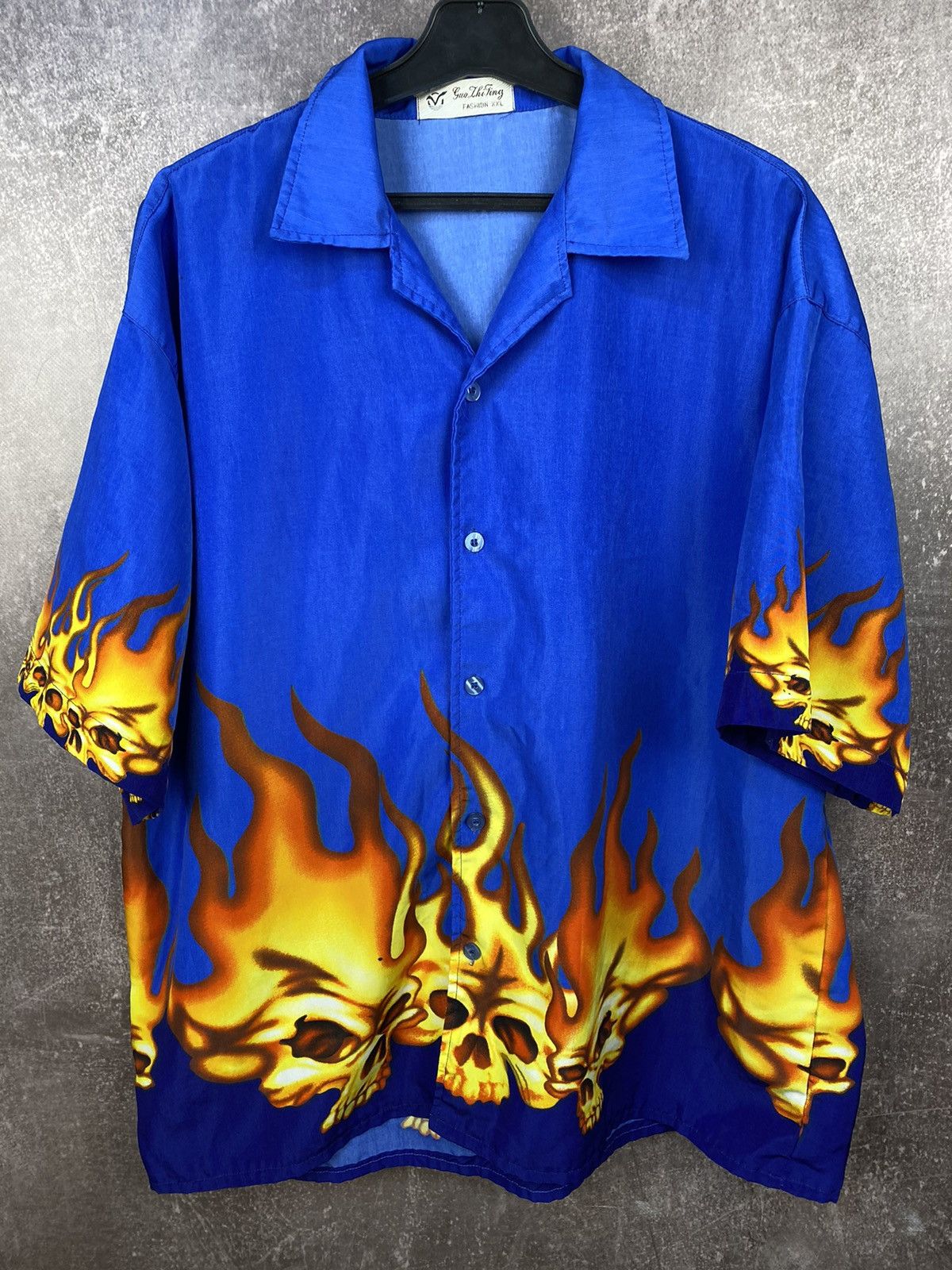 Vintage Vintage y2k identic buttons shirt fire skull men’s M short Size US XL / EU 56 / 4 - 1 Thumbnail