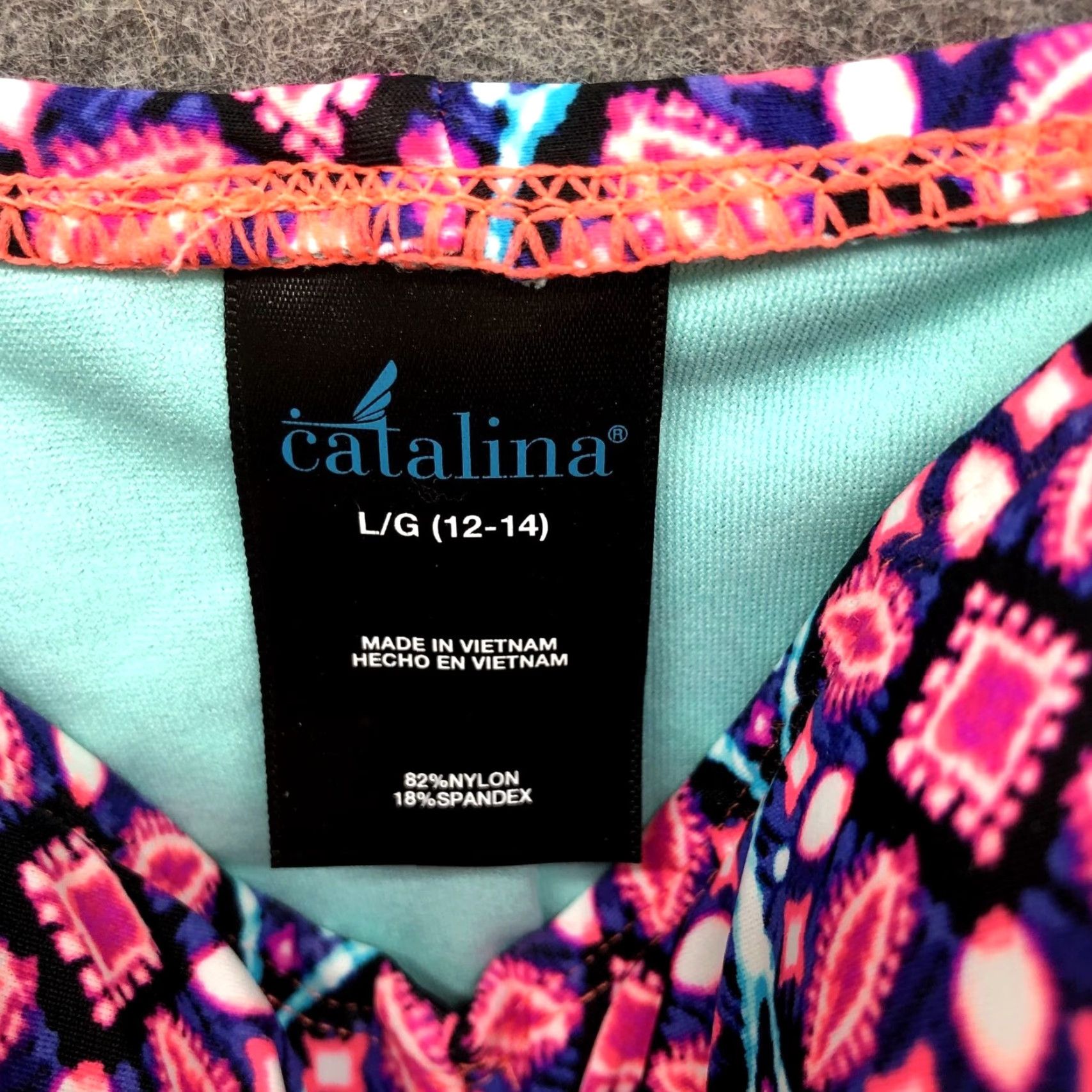 Catalina Catalina One Piece Swimsuit Womens L Multicolor Printed Cami Padded Geometric Nylon Spandex Beach Swimwear Women L Multicolor Padded Size ONE SIZE - 6 Thumbnail