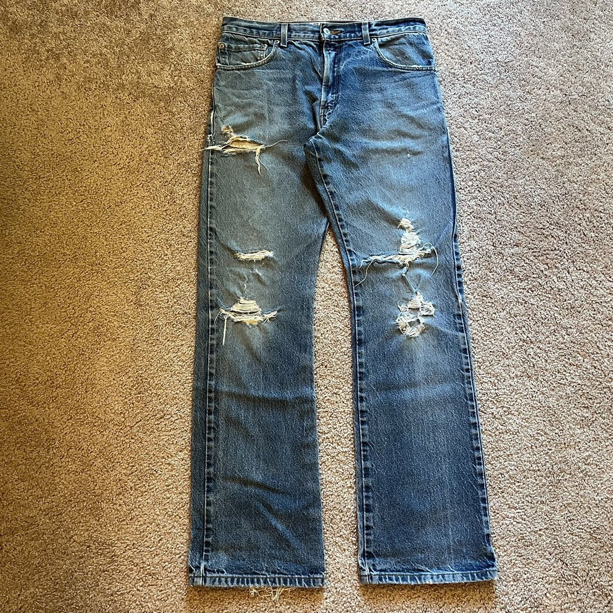 image of Levis x Vintage Distressed Levi's 517 Bootcut in Blue, Men's (Size 33)