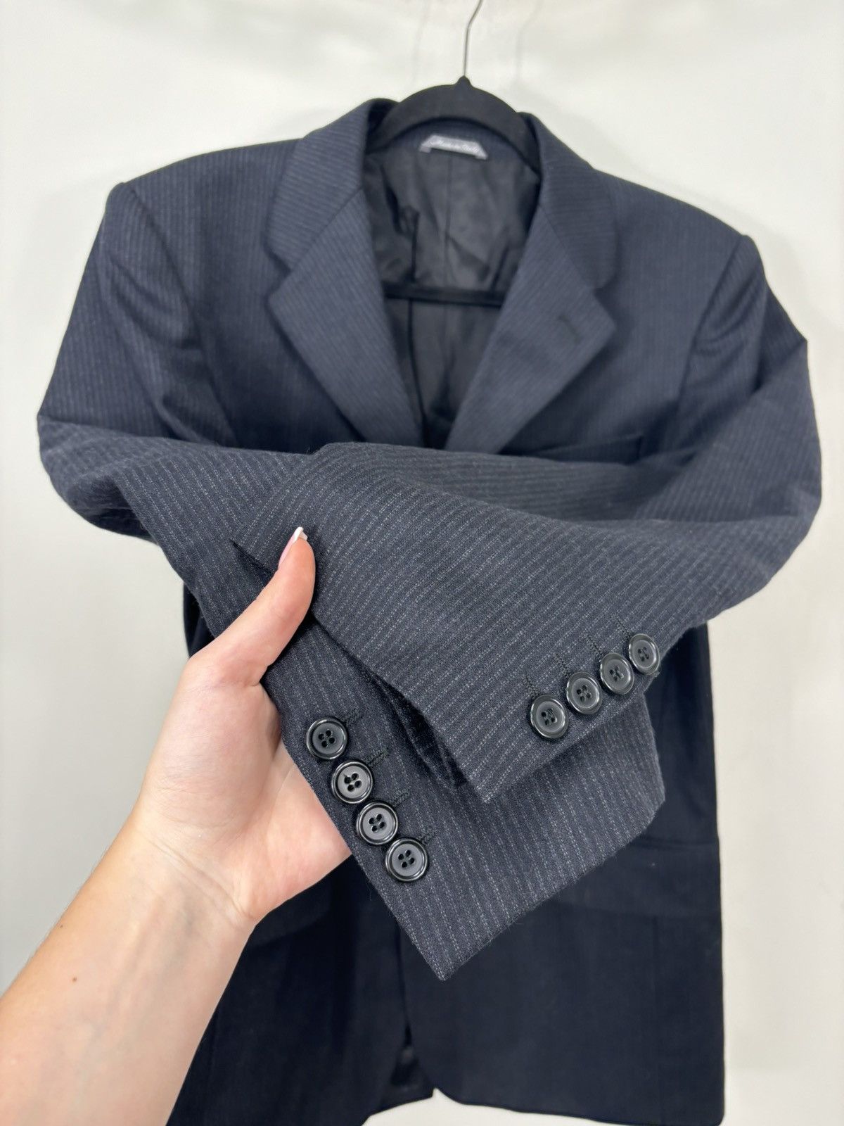 Emanuel Ungaro Vintage Emanuel Ungaro Men’s Striped Wool Blazer Jacket Size 46R - 9 Thumbnail