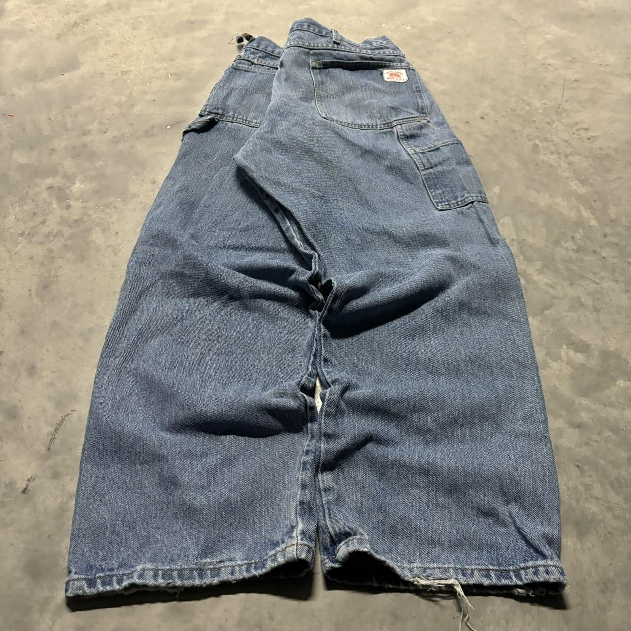 Japanese Brand × Vintage Crazy Vintage Y2K/2000s Baggy Light Wash Distressed Skater Carpenter Denim Jeans! Size US 38 / EU 54 - 4 Thumbnail
