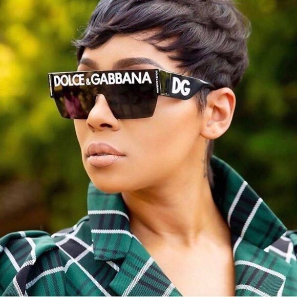 Dolce & Gabbana Dolce & Gabbana DG2233 01/87 Sunglasses Black Shield Frame Size ONE SIZE - 1 Thumbnail