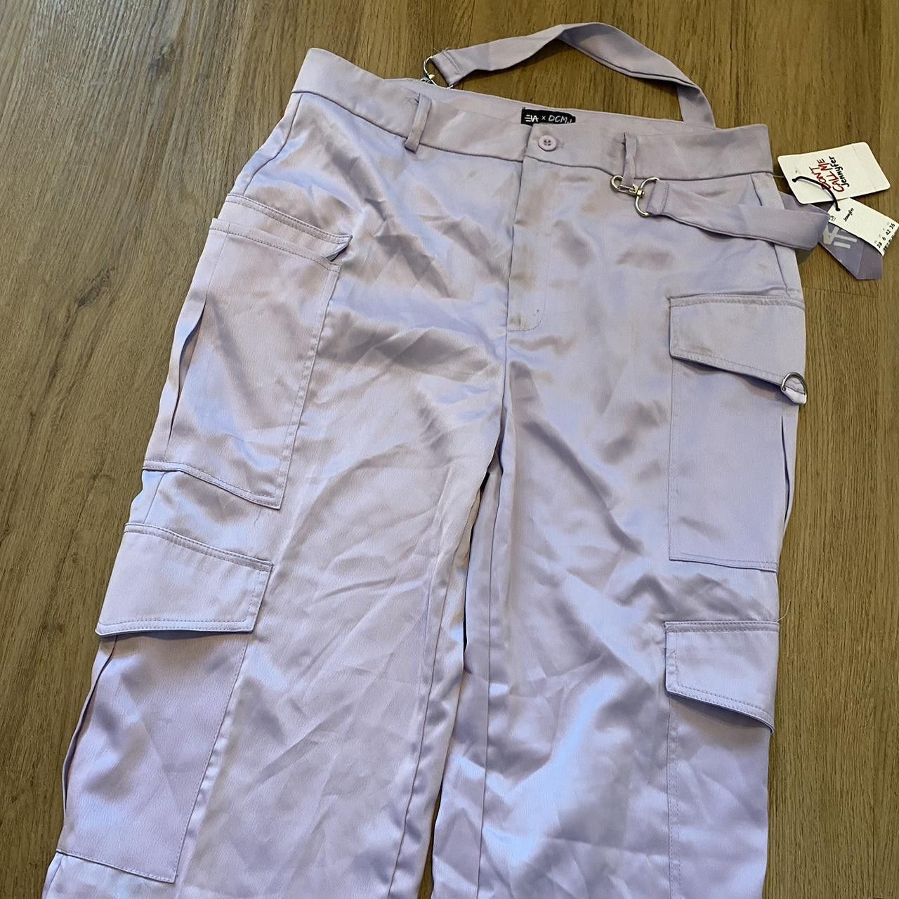 Jennifer Lopez Lilac cargo trousers with buckles and pockets - Size US 30 / EU 46 - 3 Thumbnail