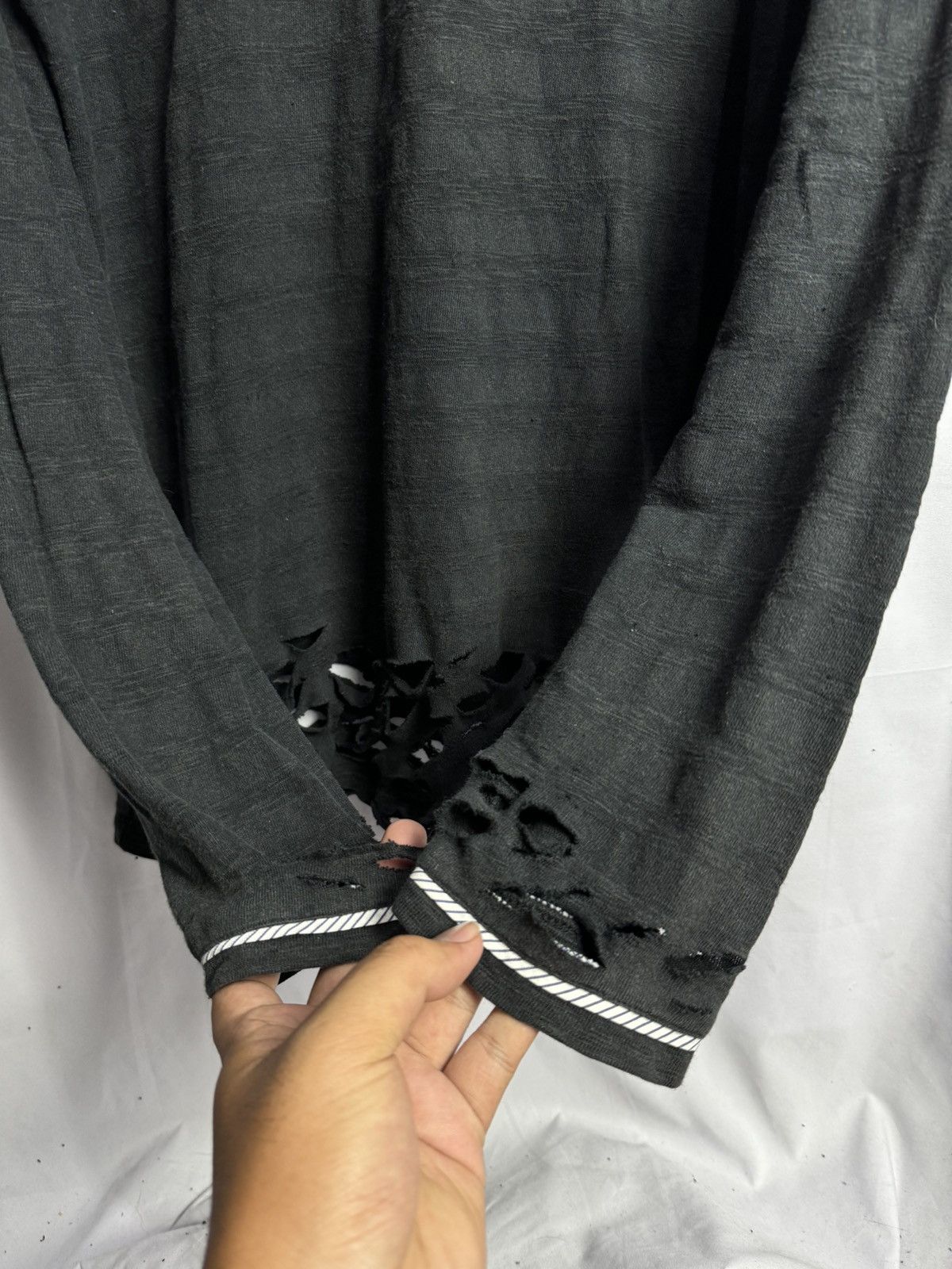 Japanese Brand Distressed Stripe Shadow Beams Long Sleeve Size US L / EU 52-54 / 3 - 5 Thumbnail