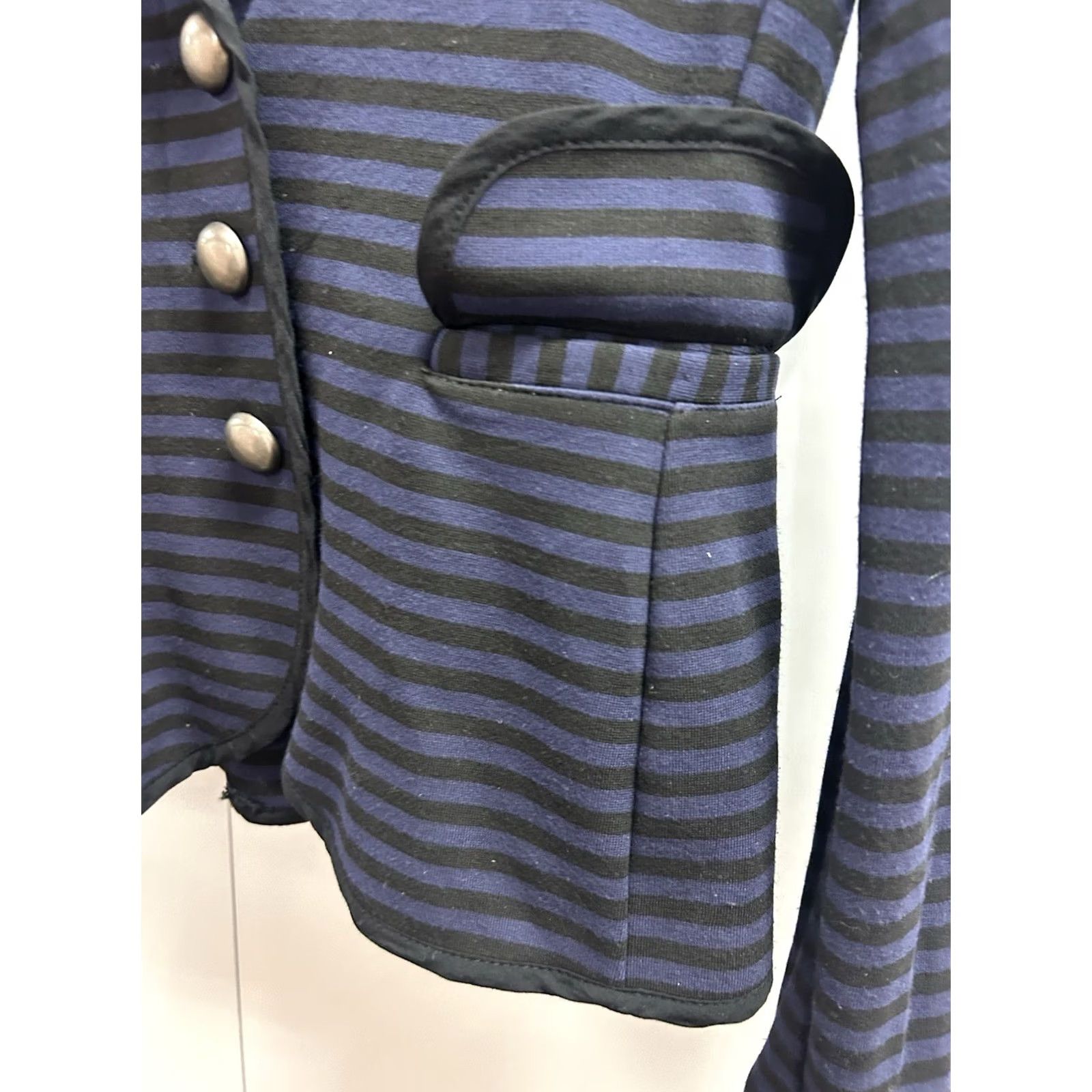Vintage VINTAGE Ella Moss Blue/Black Striped ButtonUp Business Jacket Blazer Women XS Pockets USA Made Size XS / US 0-2 / IT 36-38 - 7 Thumbnail