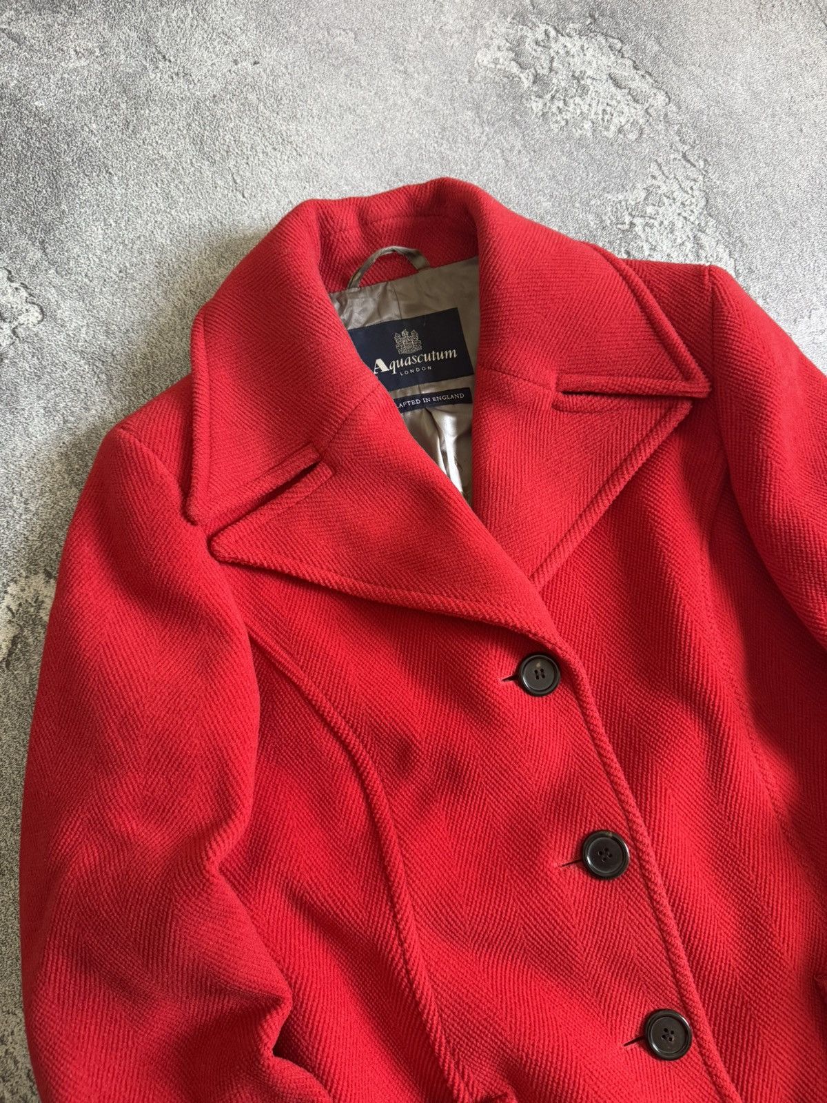 Aquascutum × Designer Aquascutum 14UK Red button up pea coat wool jacket duffle Size L / US 10 / IT 46 - 2 Thumbnail