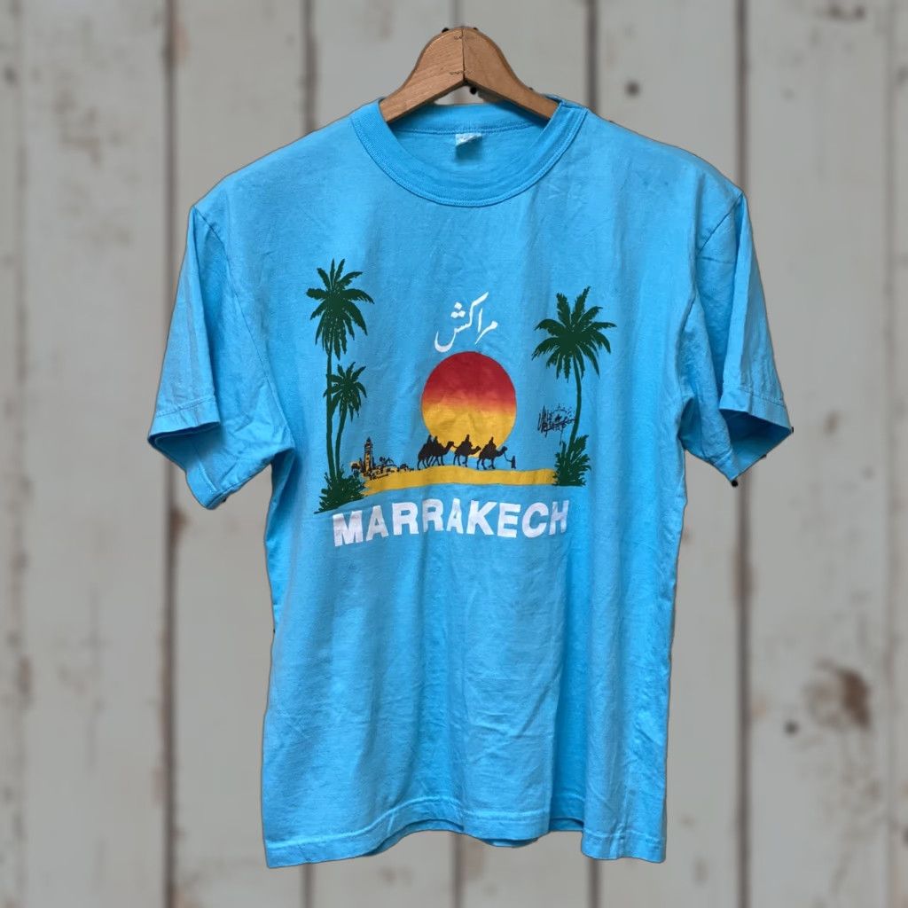 Vintage VINTAGE Mens Large Marrekech Blue Short Sleeve T-shirt travel L palm Trees Shirt Mens Blue Size US L / EU 52-54 / 3 - 1 Thumbnail