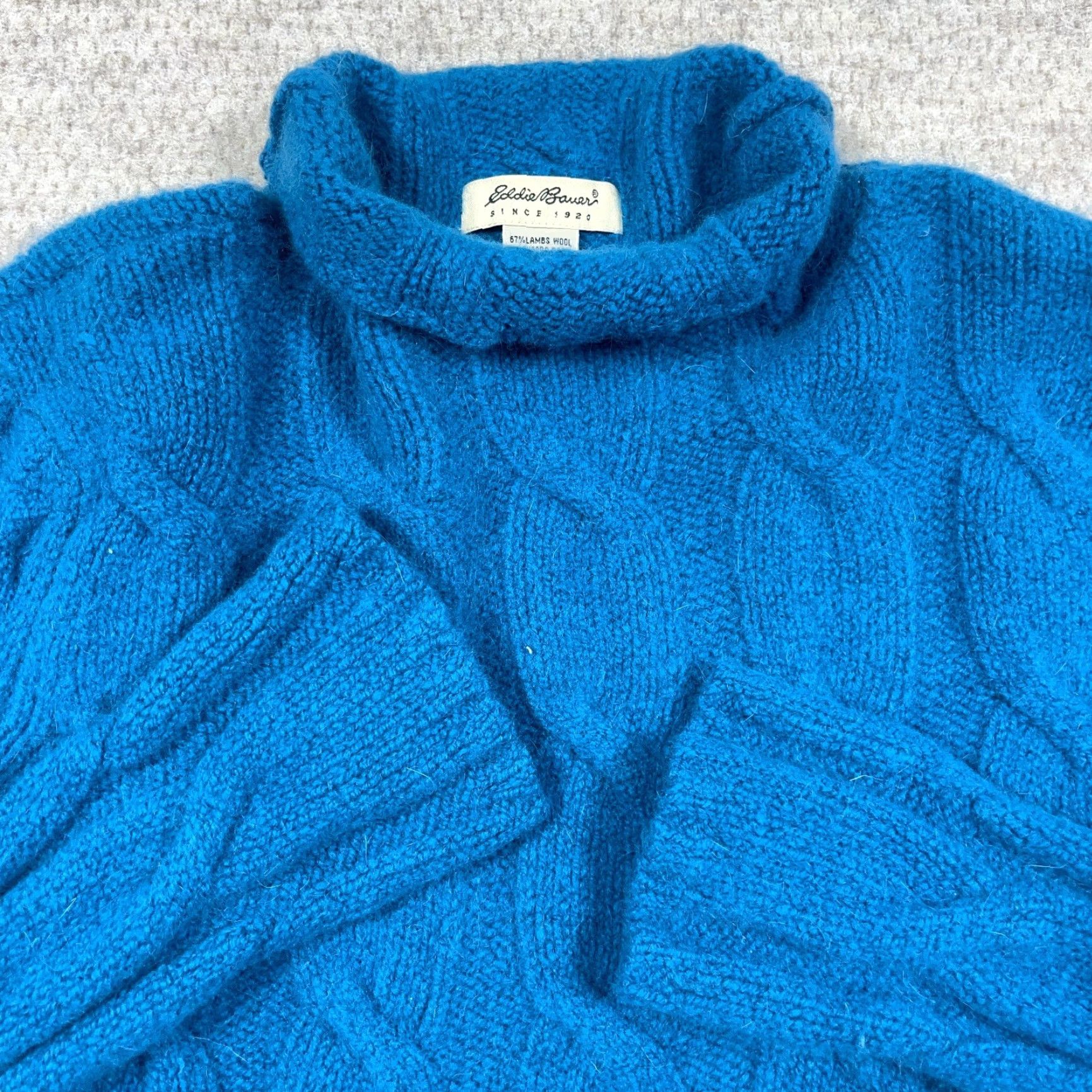 Eddie Bauer Eddie Bauer Women Sweater Large Blue Wool Cable Knit Turtle Neck Pullover Crew Neck Knitting Size L / US 10 / IT 46 - 2 Thumbnail