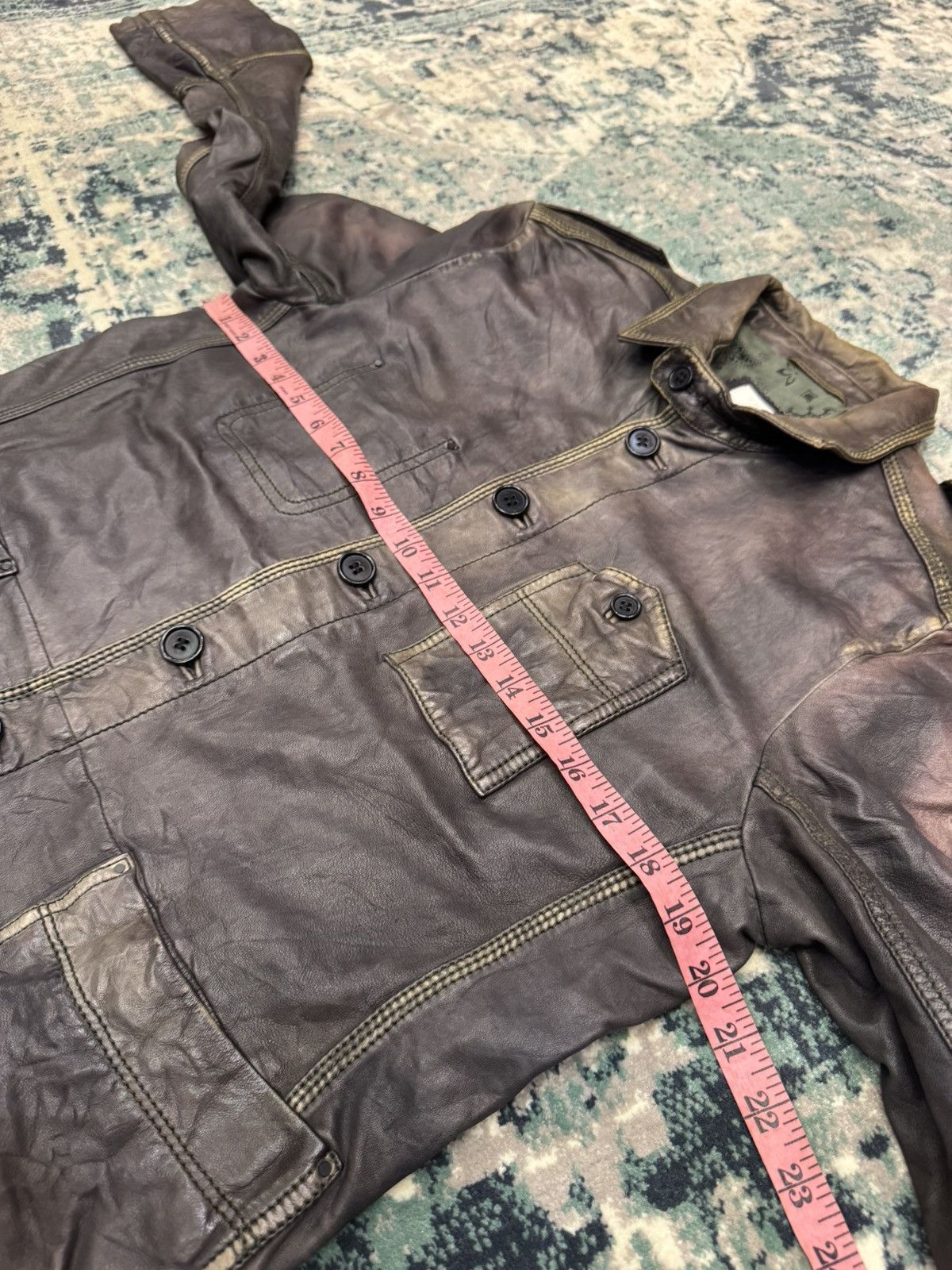Diesel DIESEL DISTRESSED PATTEN LAMBSKIN BIKER LEATHER JACKET Size US M / EU 48-50 / 2 - 5 Thumbnail