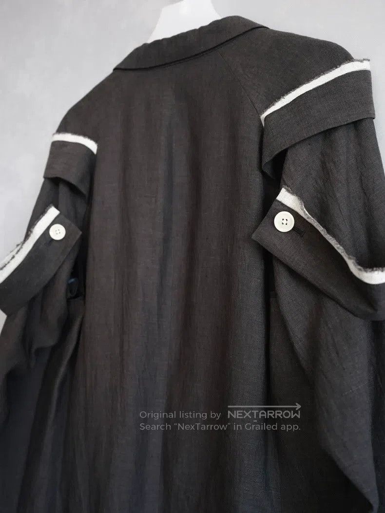 Yohji Yamamoto Yohji Yamamoto Shoulder Patch White Edge Linen Coat Size US S / EU 44-46 / 1 - 7 Thumbnail