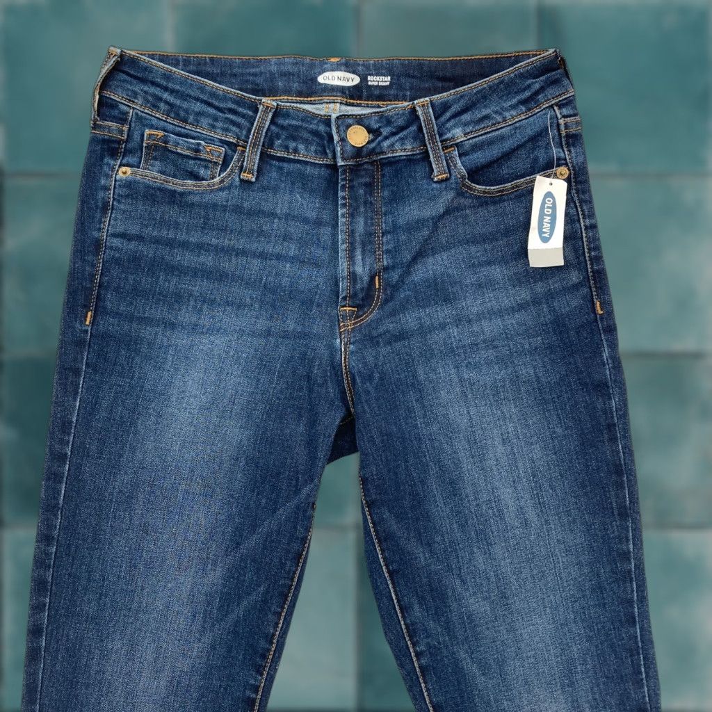 Old Navy Old Navy Rockstar Jeans Women’s 6 Super Skinny Dark Wash Blue Stretch Denim NWT Size 28" / US 6 / IT 42 - 1 Thumbnail